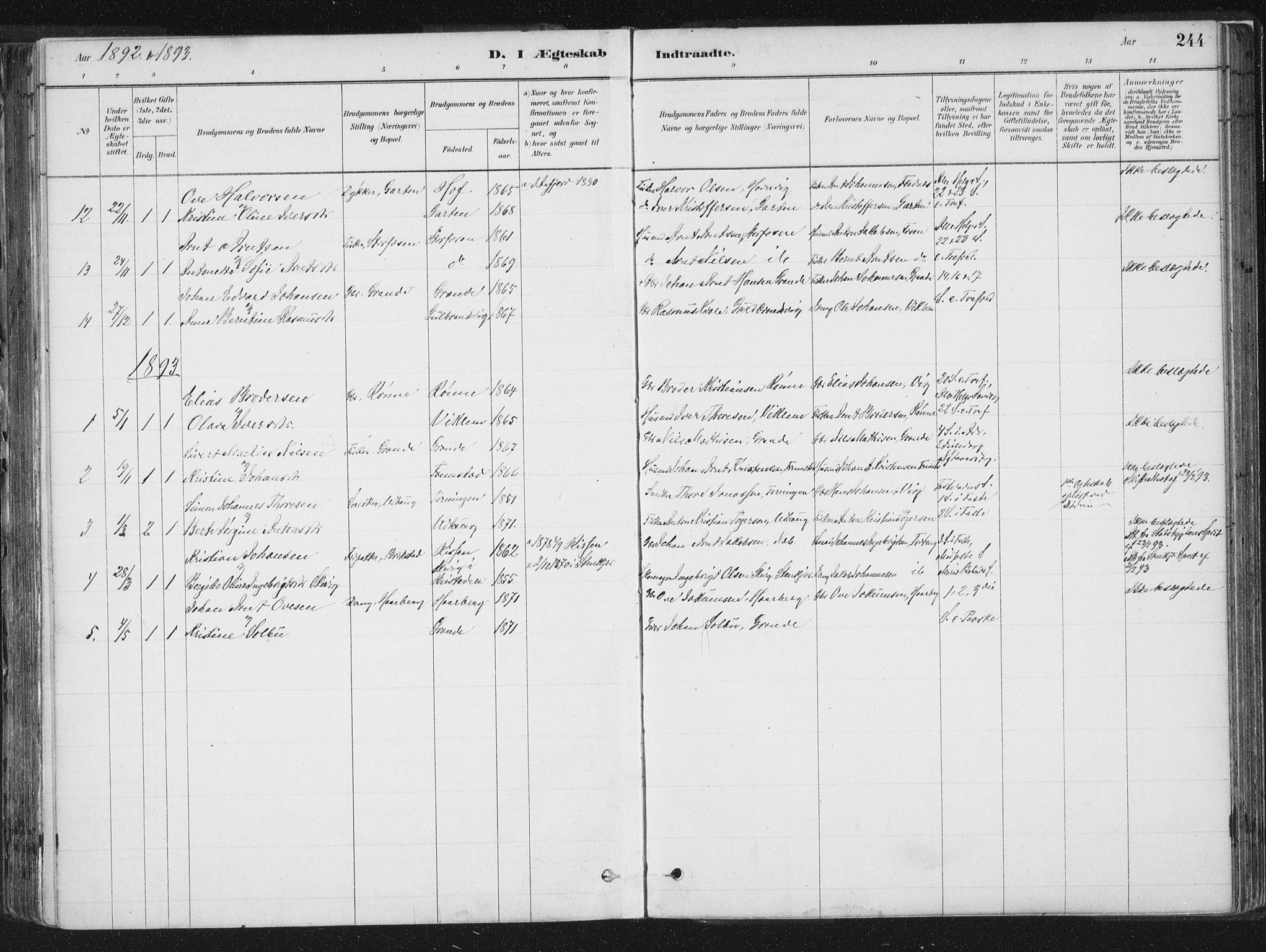 Ministerialprotokoller, klokkerbøker og fødselsregistre - Sør-Trøndelag, AV/SAT-A-1456/659/L0739: Parish register (official) no. 659A09, 1879-1893, p. 244