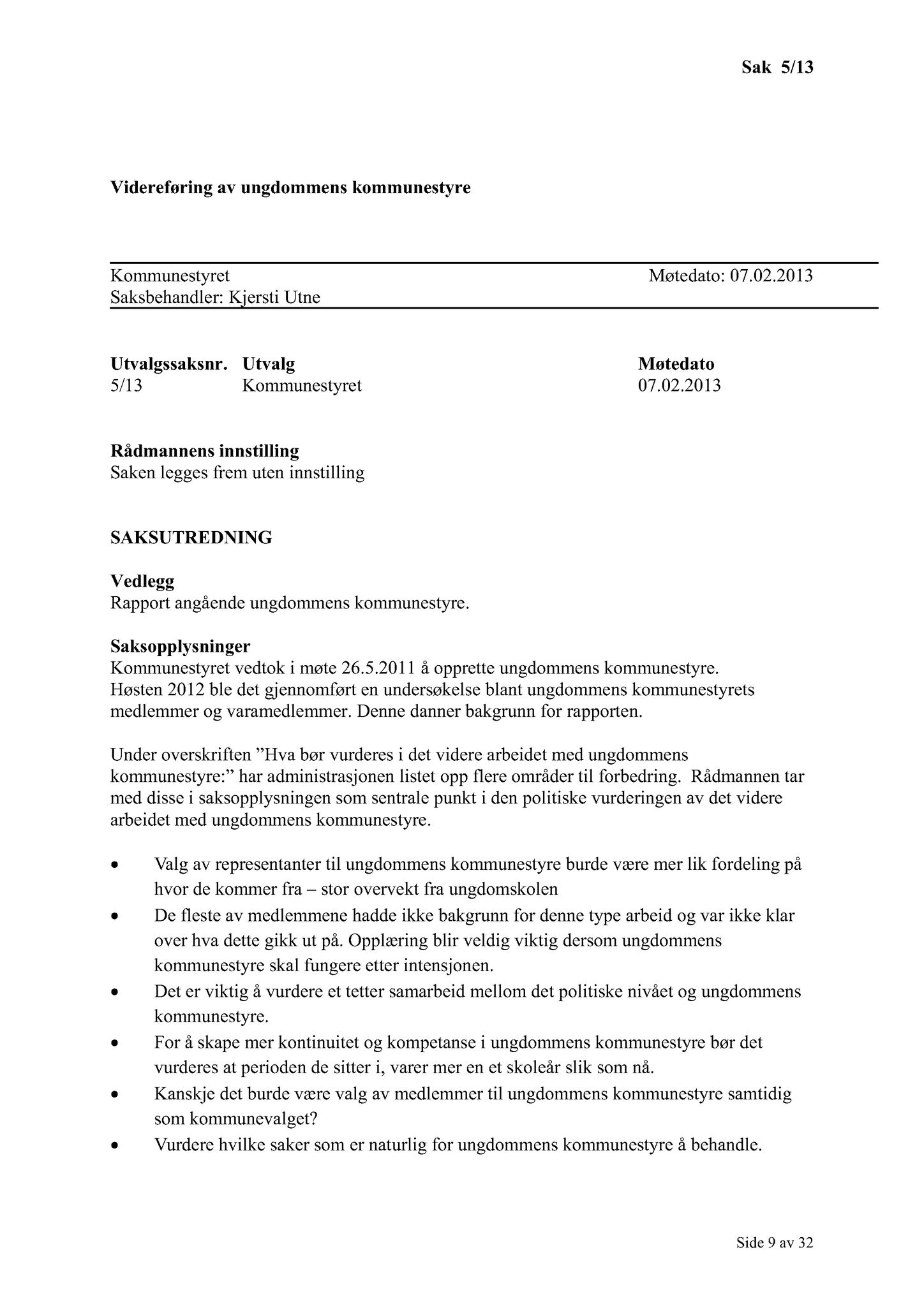 Klæbu Kommune, TRKO/KK/01-KS/L006: Kommunestyret - Møtedokumenter, 2013, p. 9