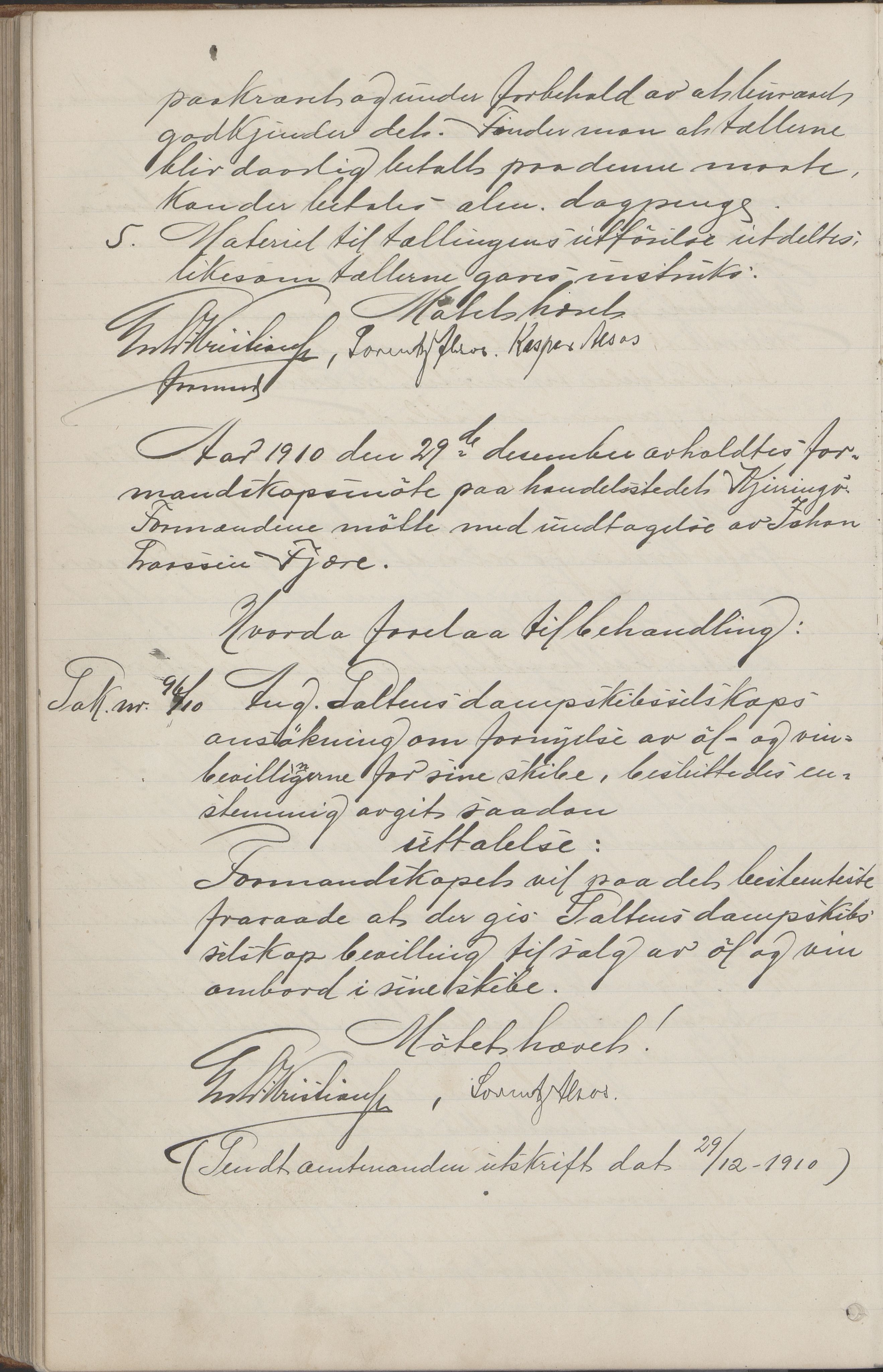 Kjerringøy kommune. Formannskapet, AIN/K-18441.150/A/Aa/L0002: Forhandlingsprotokoll Norfolden- Kjerringø formanskap, 1900-1911