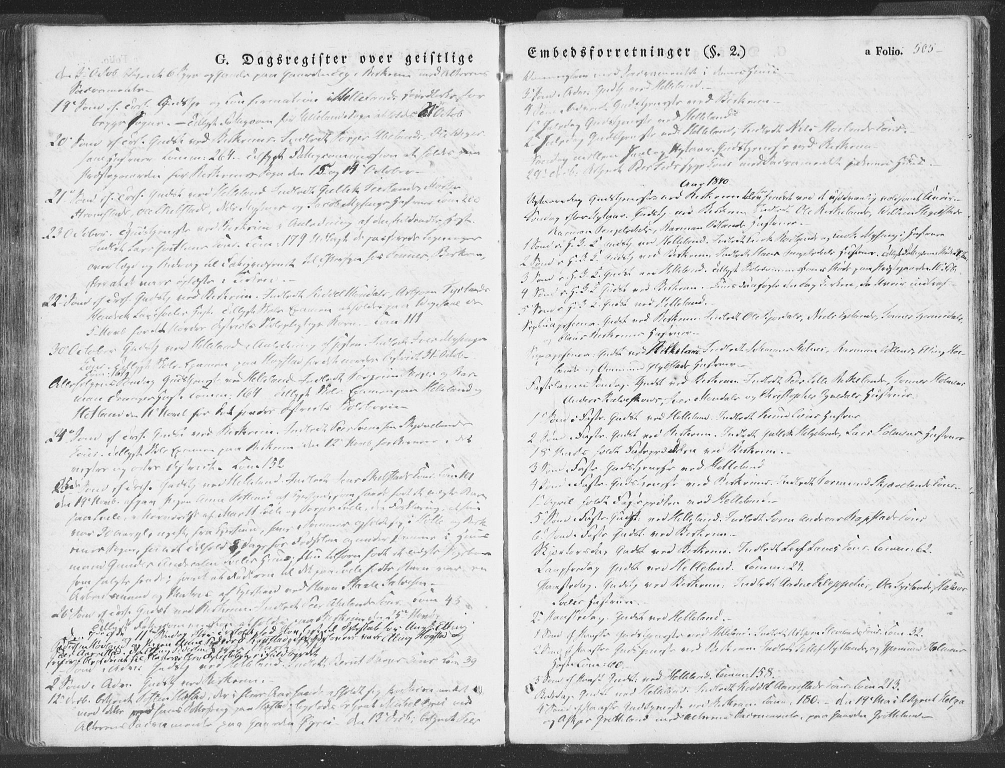 Helleland sokneprestkontor, SAST/A-101810: Parish register (official) no. A 6.2, 1834-1863, p. 505