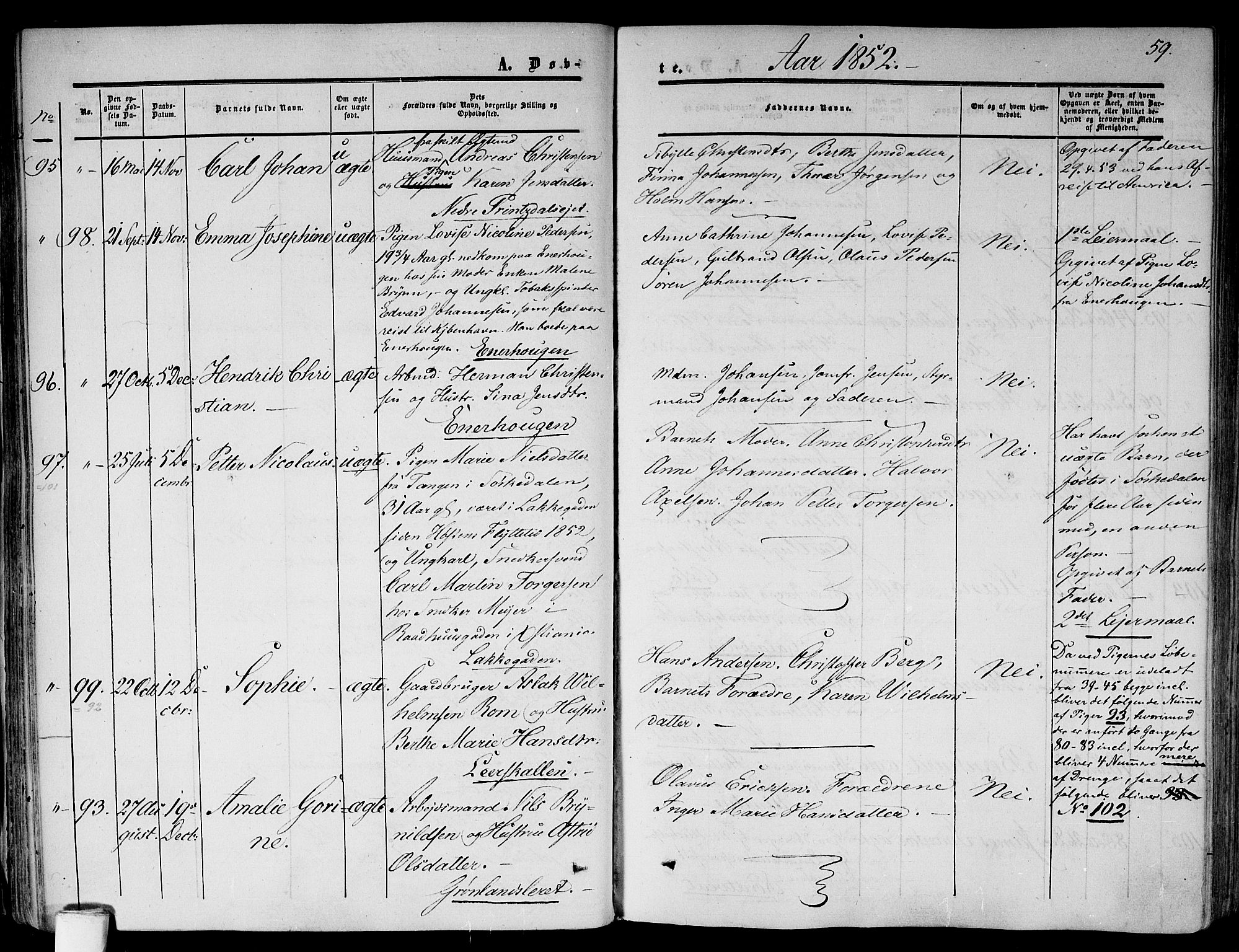 Gamlebyen prestekontor Kirkebøker, AV/SAO-A-10884/F/Fa/L0004: Parish register (official) no. 4, 1850-1857, p. 59