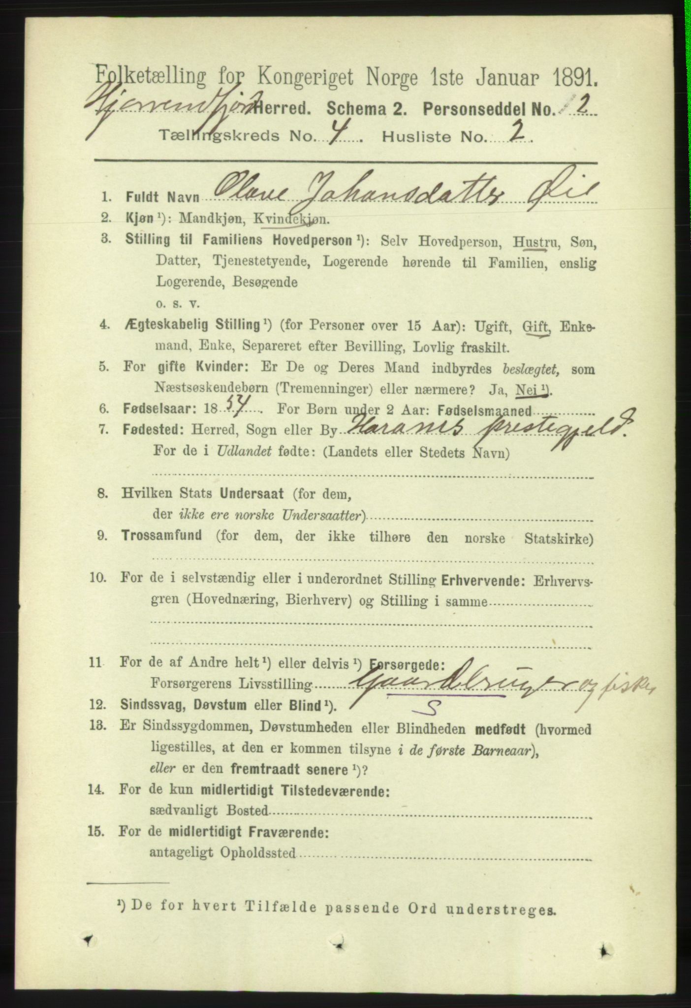 RA, 1891 census for 1522 Hjørundfjord, 1891, p. 678