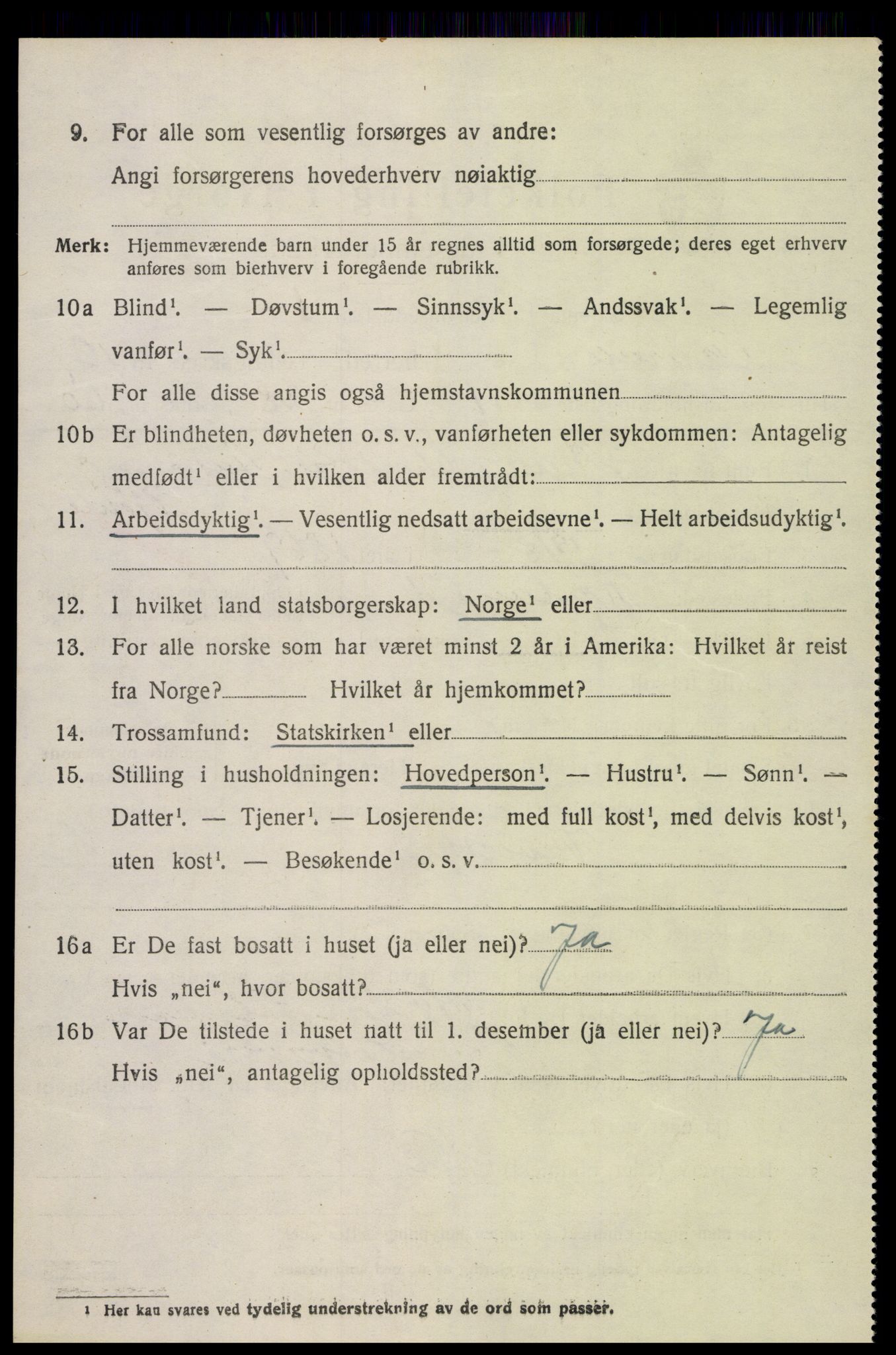 SAK, 1920 census for Oddernes, 1920, p. 6468