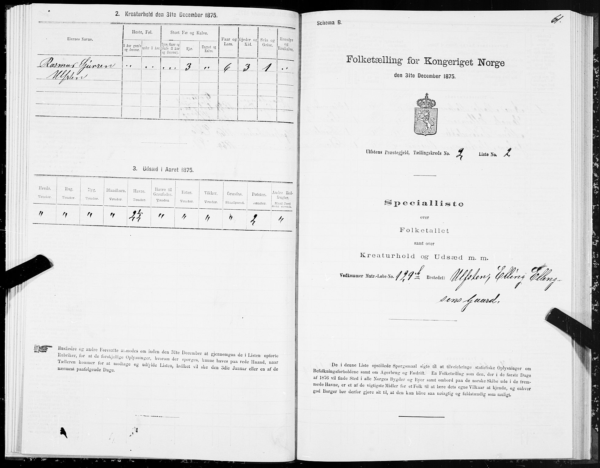 SAT, 1875 census for 1516P Ulstein, 1875, p. 1061