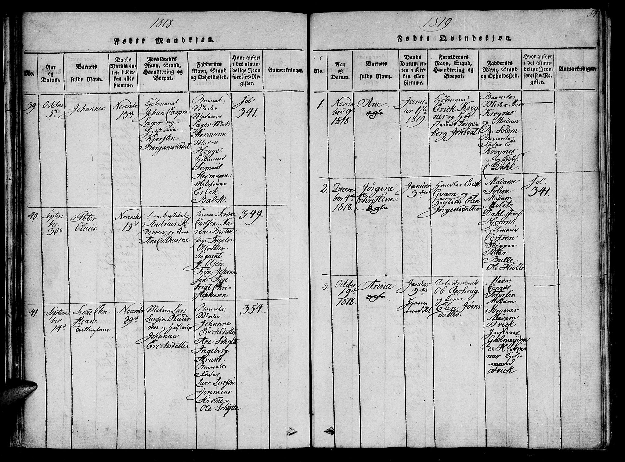 Ministerialprotokoller, klokkerbøker og fødselsregistre - Sør-Trøndelag, SAT/A-1456/602/L0107: Parish register (official) no. 602A05, 1815-1821, p. 54