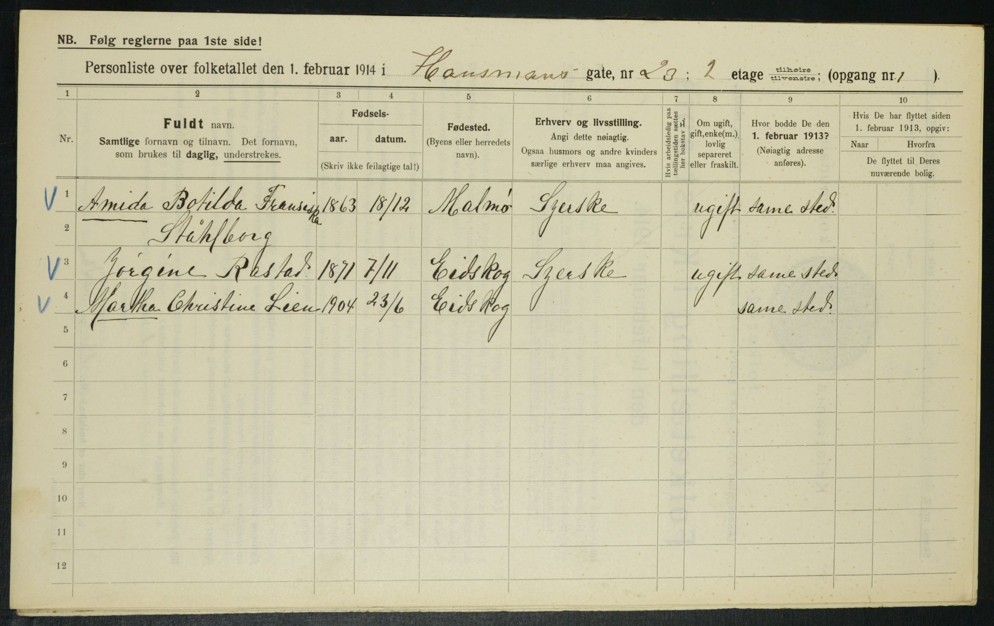 OBA, Municipal Census 1914 for Kristiania, 1914, p. 35548