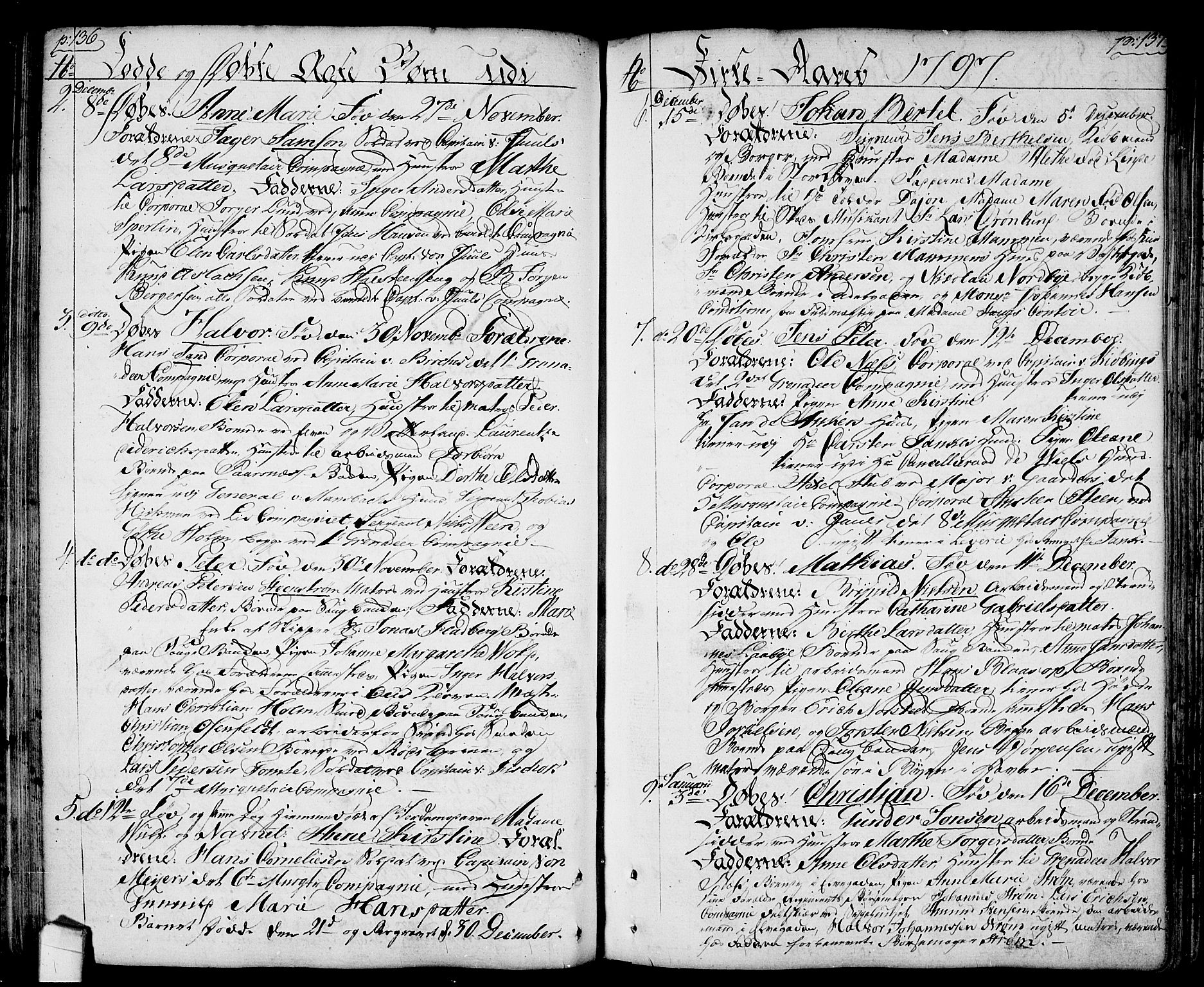 Halden prestekontor Kirkebøker, SAO/A-10909/F/Fa/L0002: Parish register (official) no. I 2, 1792-1812, p. 136-137