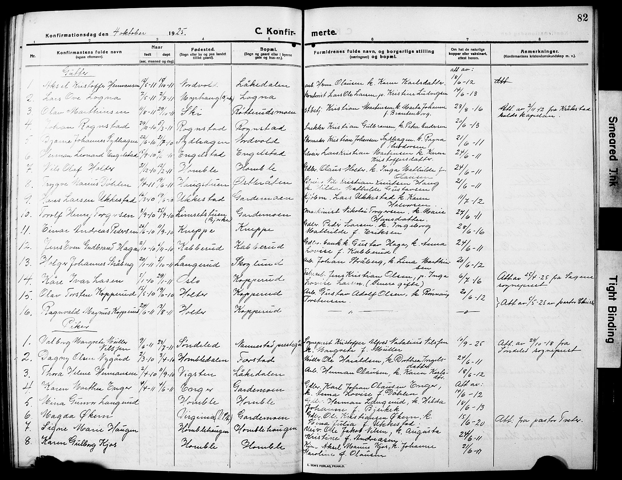 Nannestad prestekontor Kirkebøker, AV/SAO-A-10414a/G/Ga/L0003: Parish register (copy) no. I 3, 1914-1929, p. 82