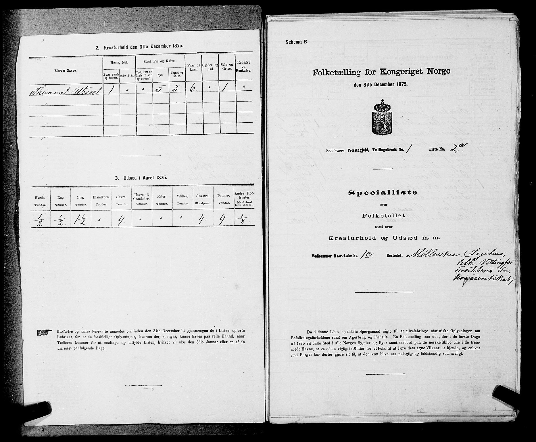 SAKO, 1875 census for 0629P Sandsvær, 1875, p. 170