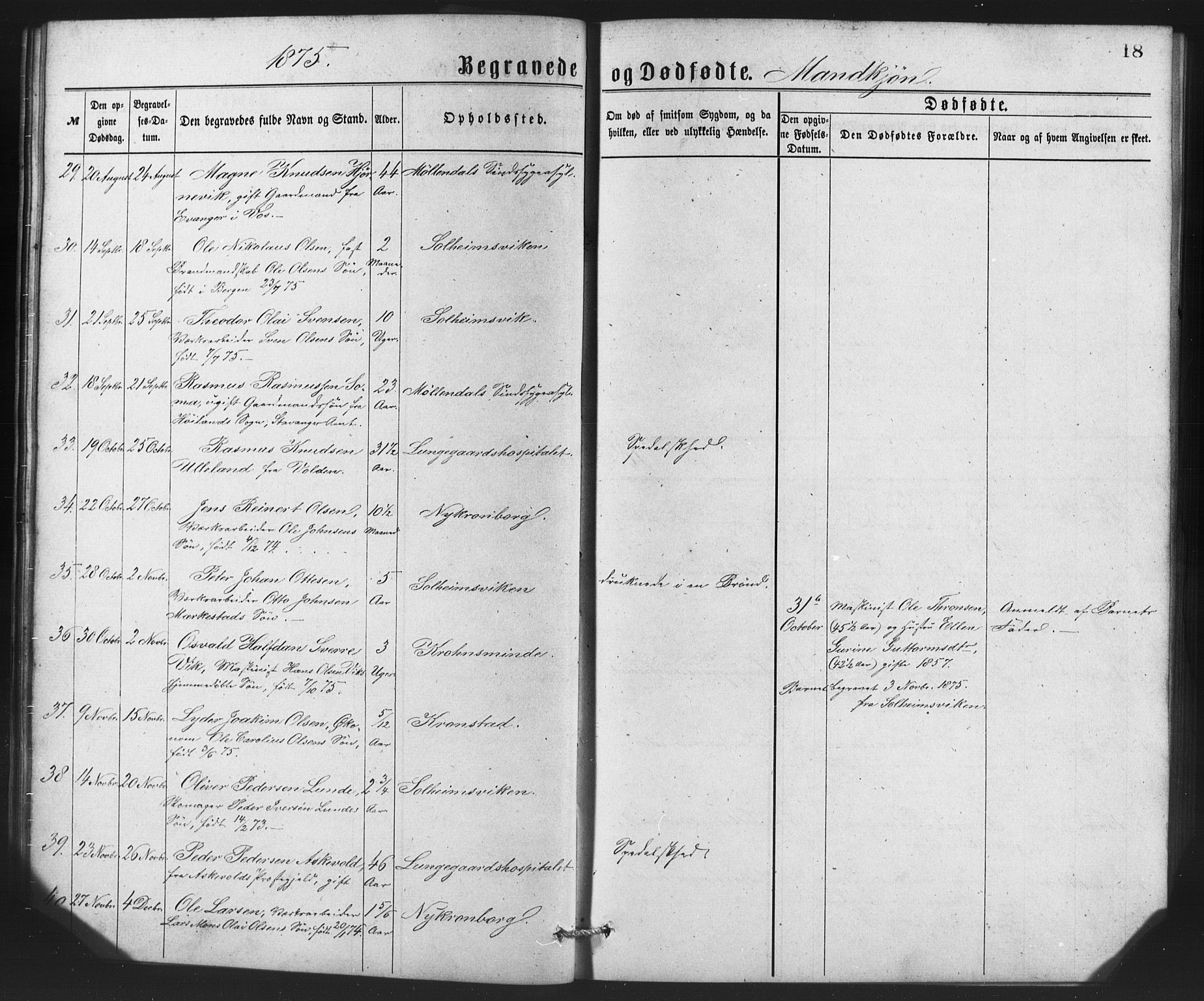 St. Jørgens hospital og Årstad sokneprestembete, AV/SAB-A-99934: Parish register (copy) no. A 8, 1872-1886, p. 18