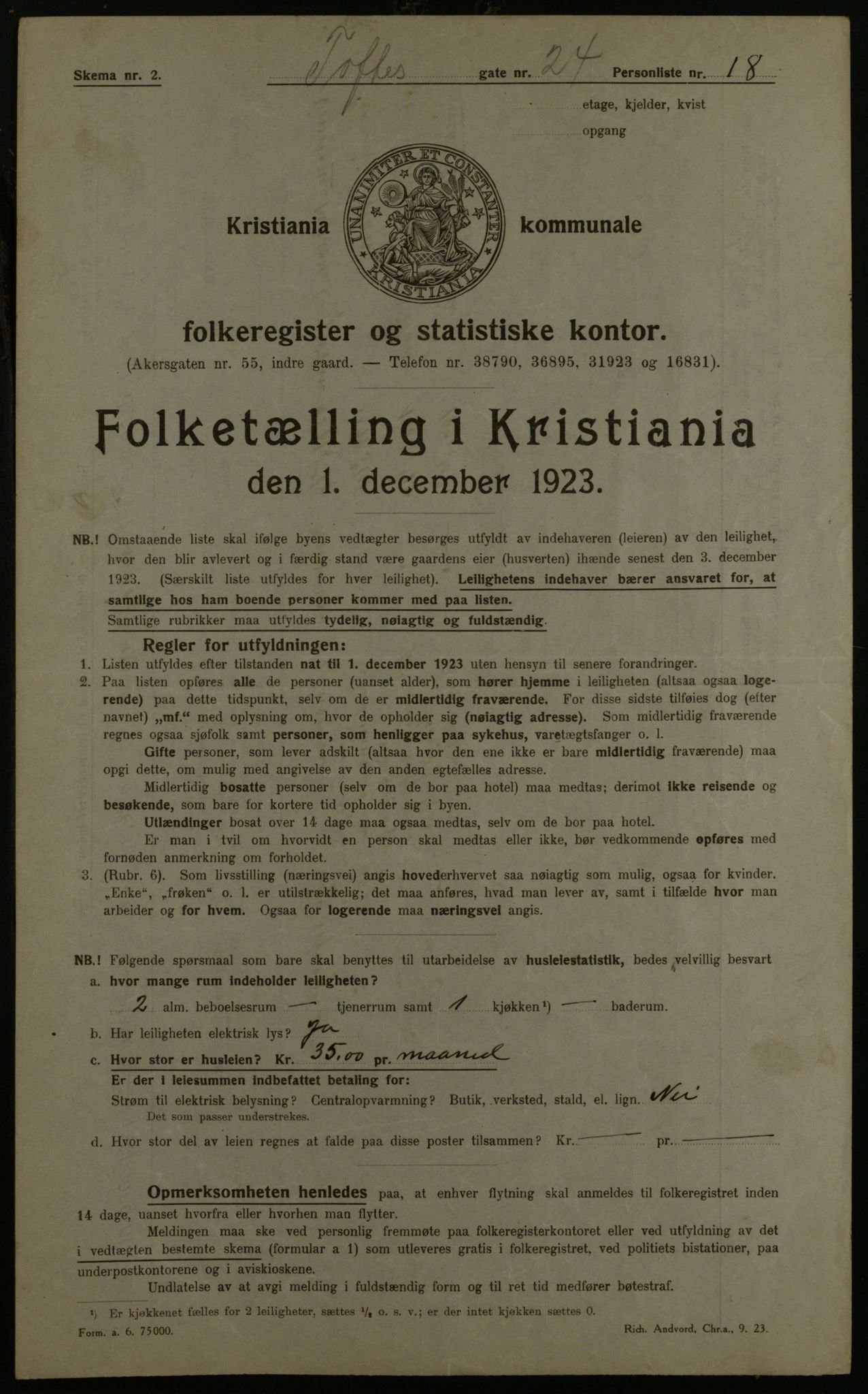 OBA, Municipal Census 1923 for Kristiania, 1923, p. 123609