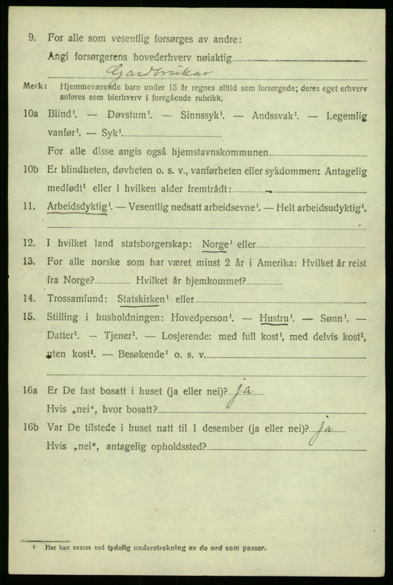 SAB, 1920 census for Gulen, 1920, p. 1310