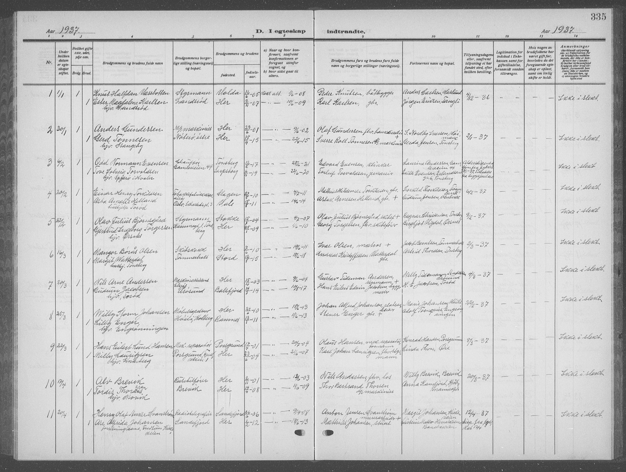 Nøtterøy kirkebøker, AV/SAKO-A-354/G/Ga/L0006: Parish register (copy) no. I 6, 1925-1939, p. 335