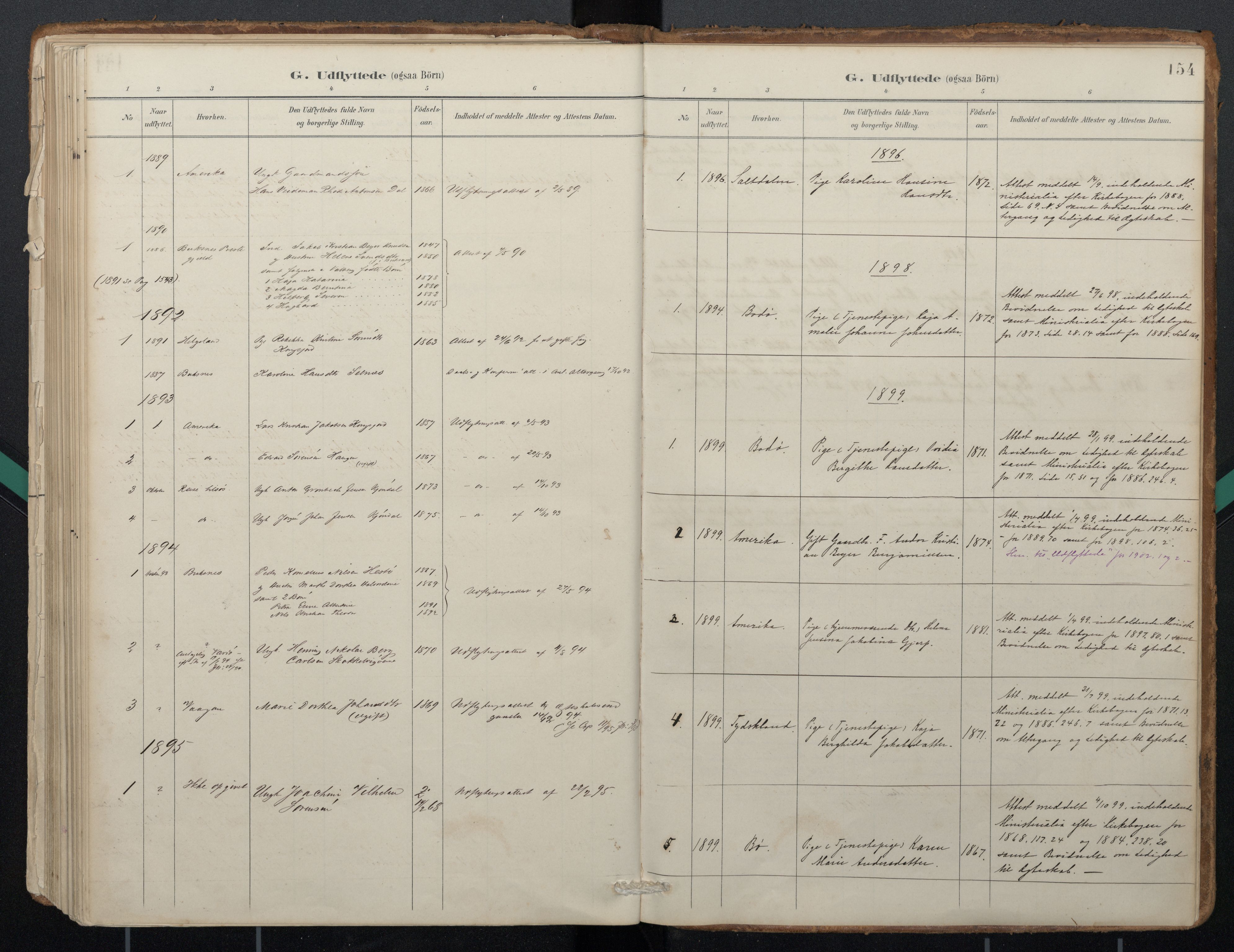 Ministerialprotokoller, klokkerbøker og fødselsregistre - Nordland, AV/SAT-A-1459/884/L1193: Parish register (official) no. 884A01, 1888-1905, p. 154