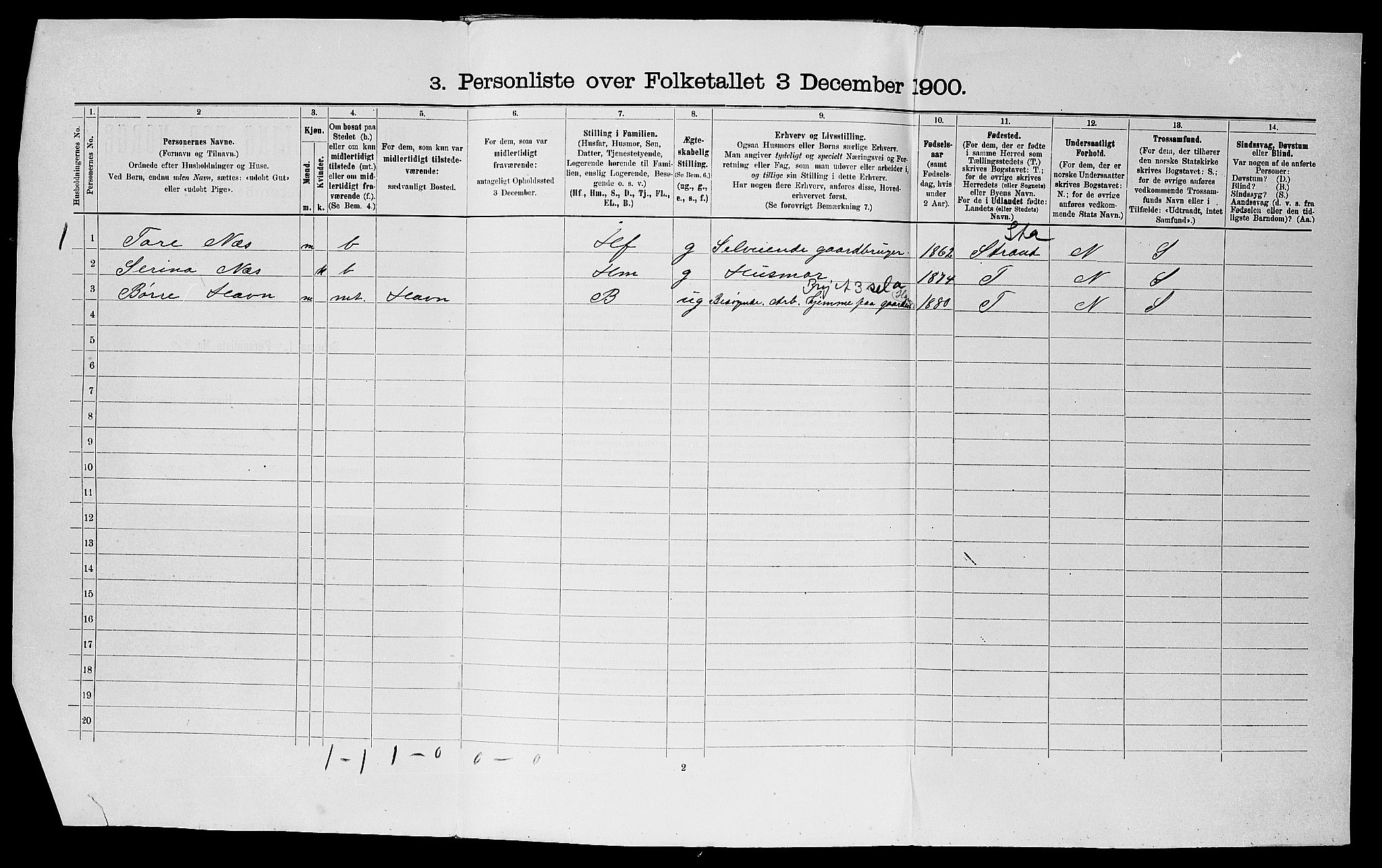 SAST, 1900 census for Forsand, 1900, p. 30