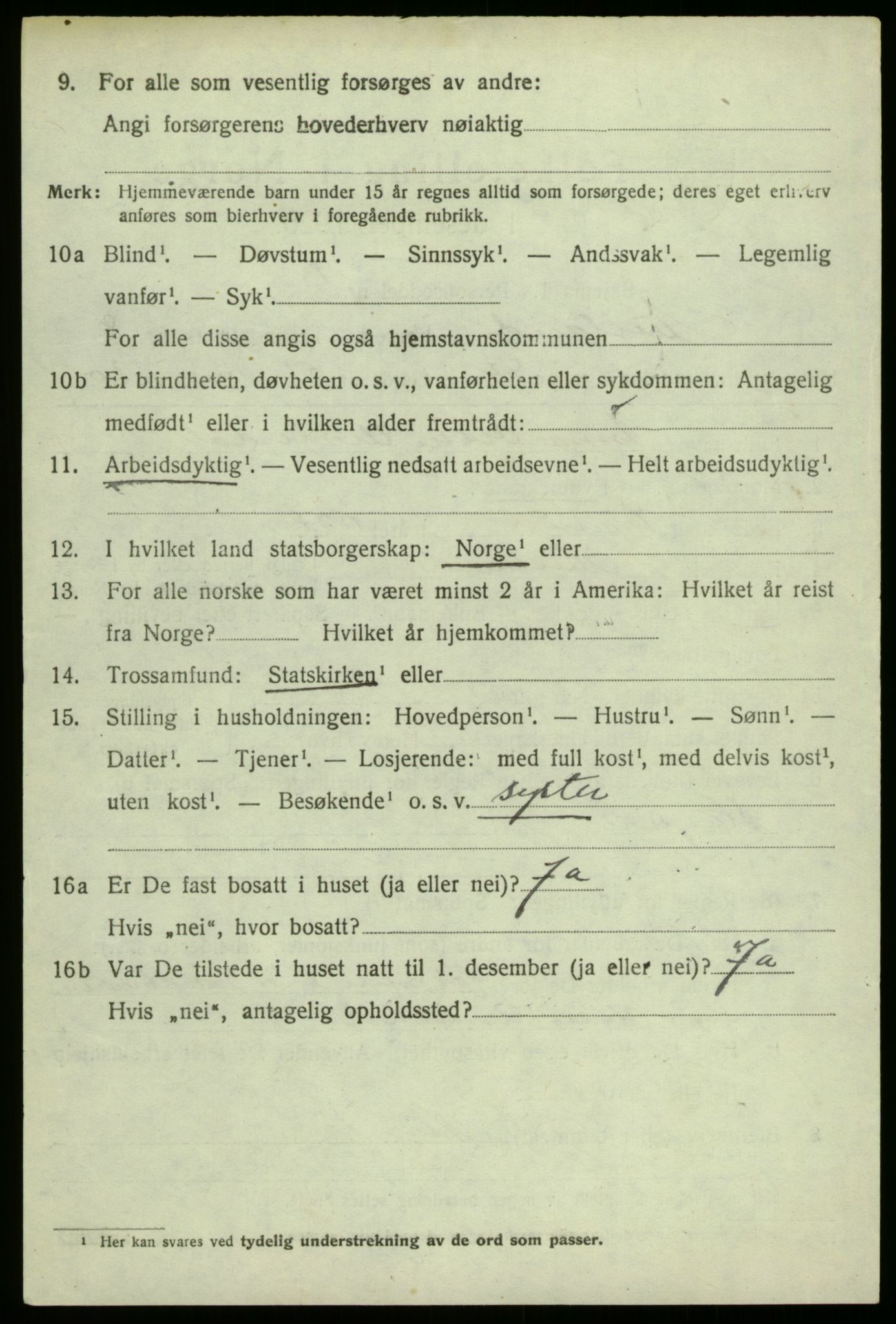 SAB, 1920 census for Aurland, 1920, p. 4741