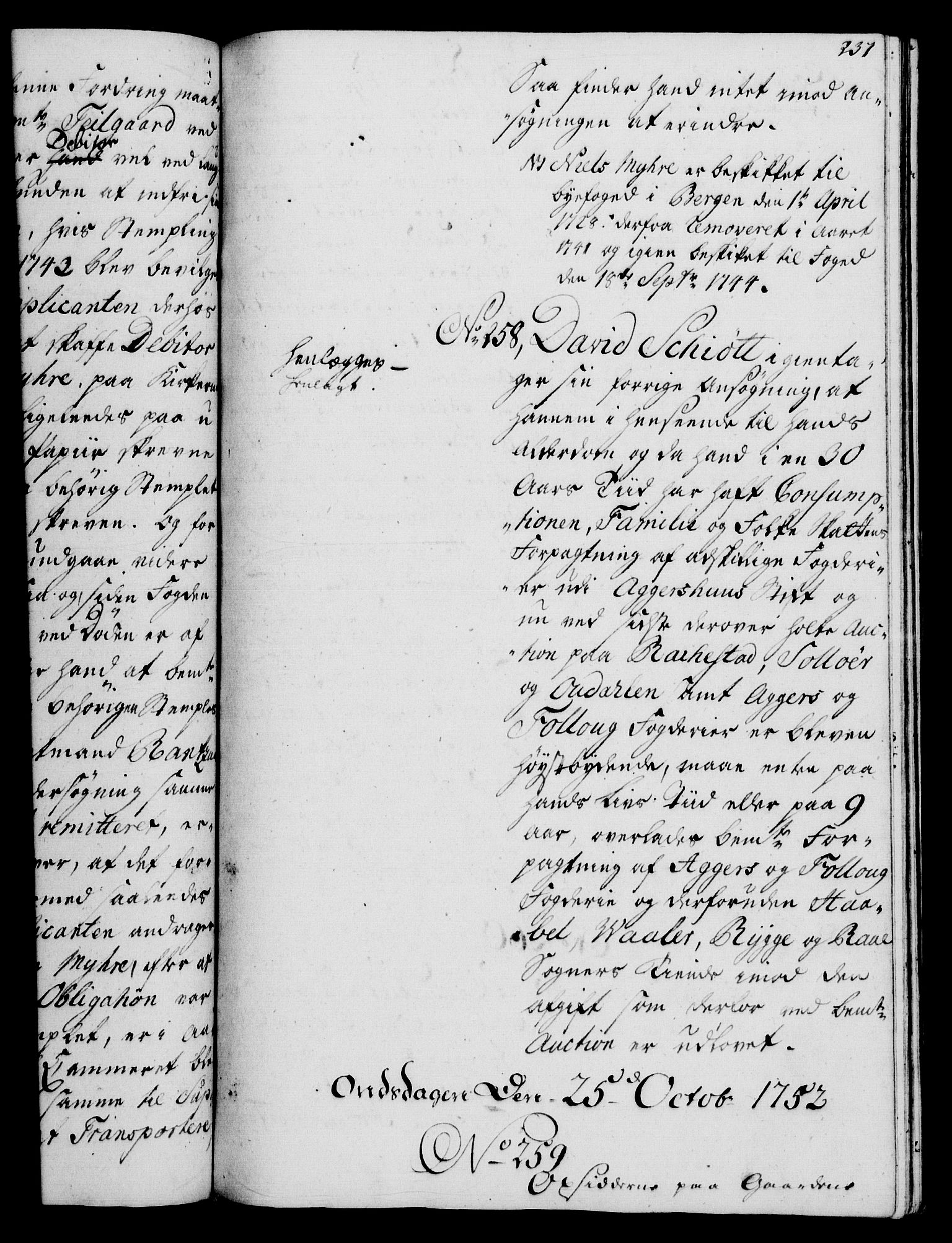 Rentekammeret, Kammerkanselliet, AV/RA-EA-3111/G/Gh/Gha/L0031: Norsk ekstraktmemorialprotokoll (merket RK 53.76), 1751-1753, p. 237