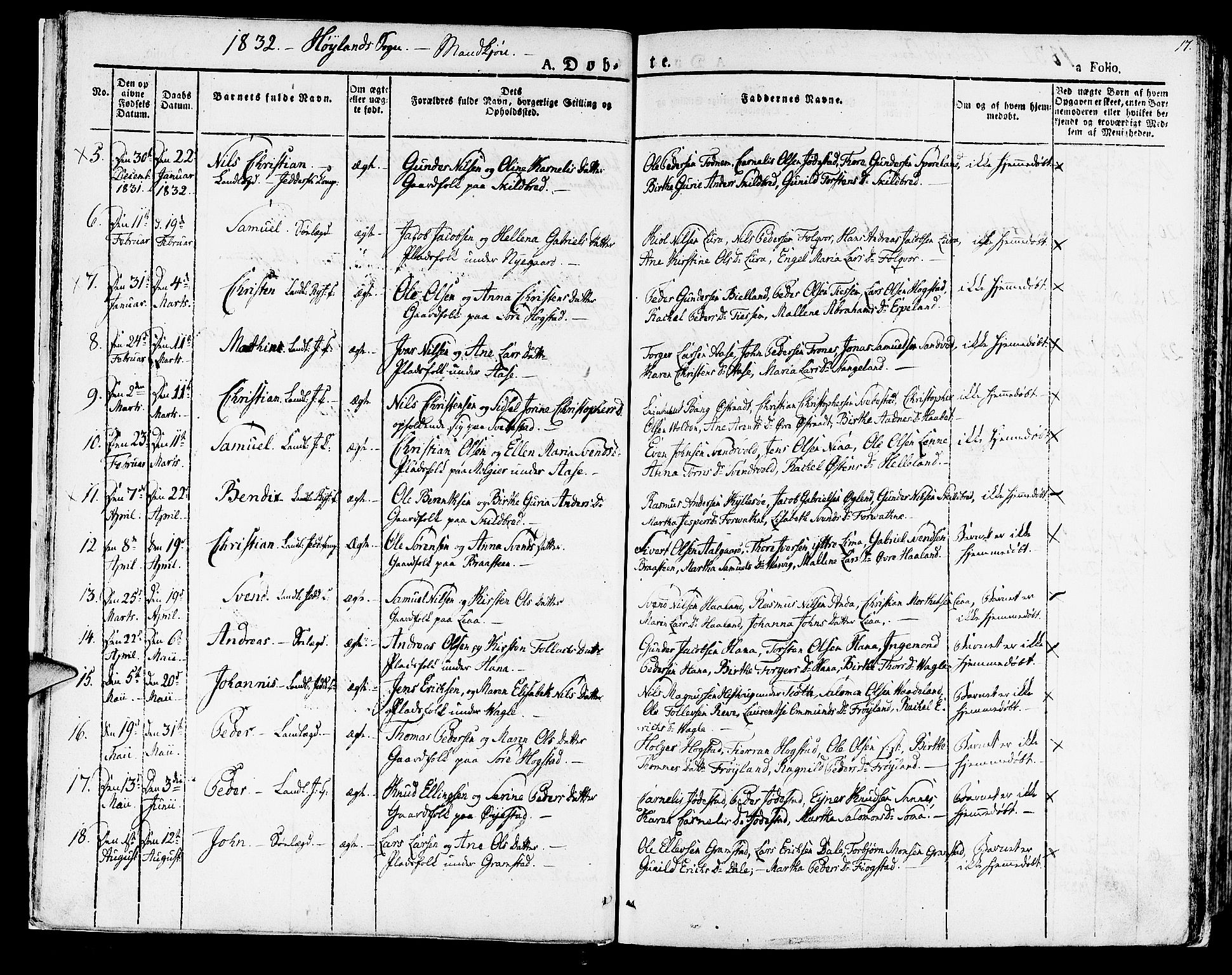 Høyland sokneprestkontor, AV/SAST-A-101799/001/30BA/L0007: Parish register (official) no. A 7 /1, 1825-1841, p. 17