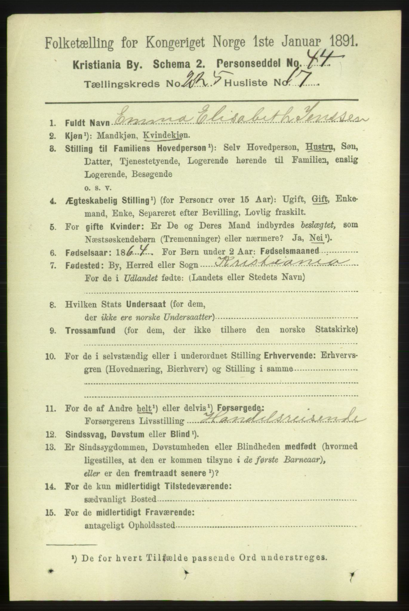 RA, 1891 census for 0301 Kristiania, 1891, p. 136985