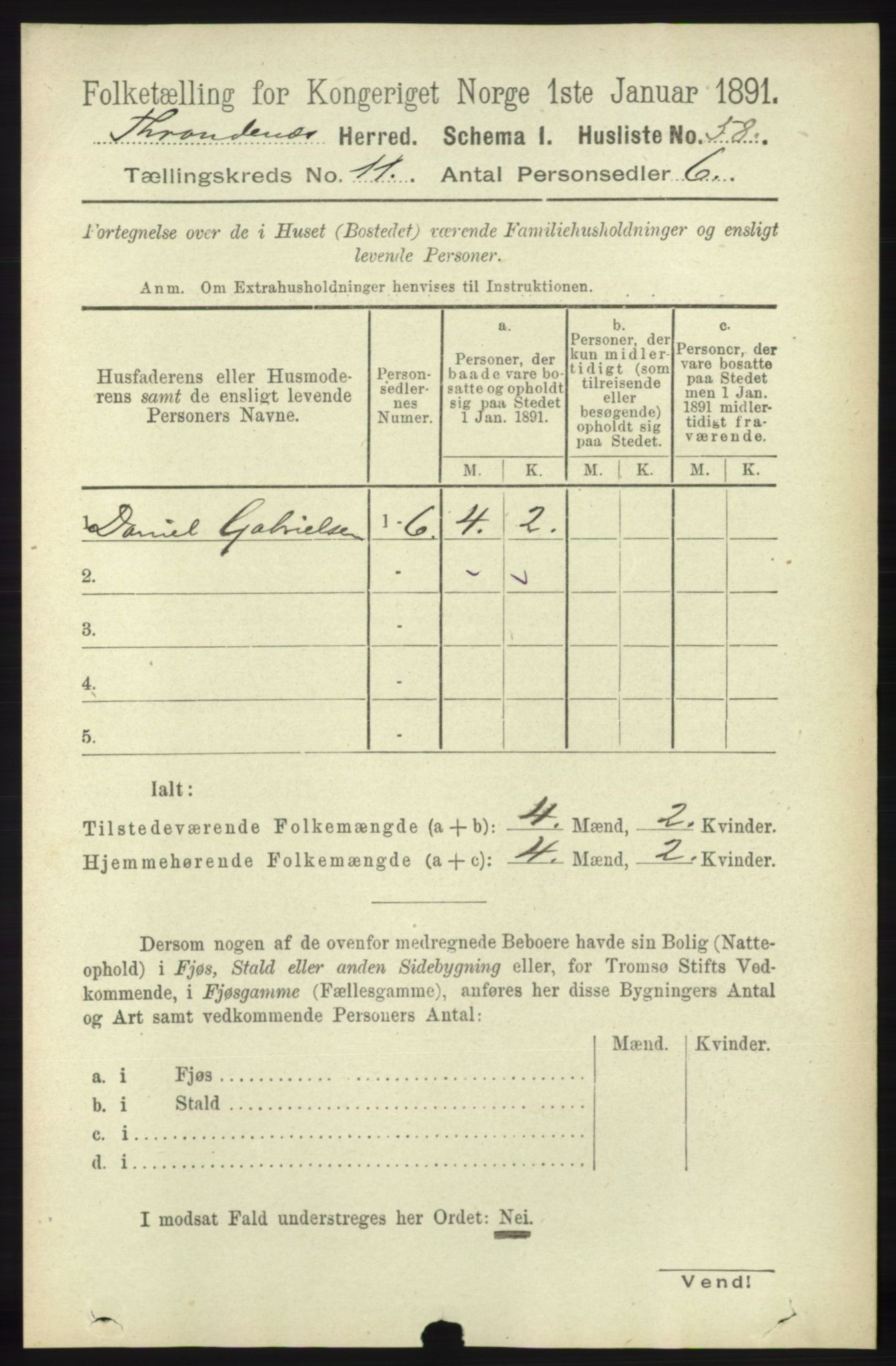 RA, 1891 census for 1914 Trondenes, 1891, p. 7980