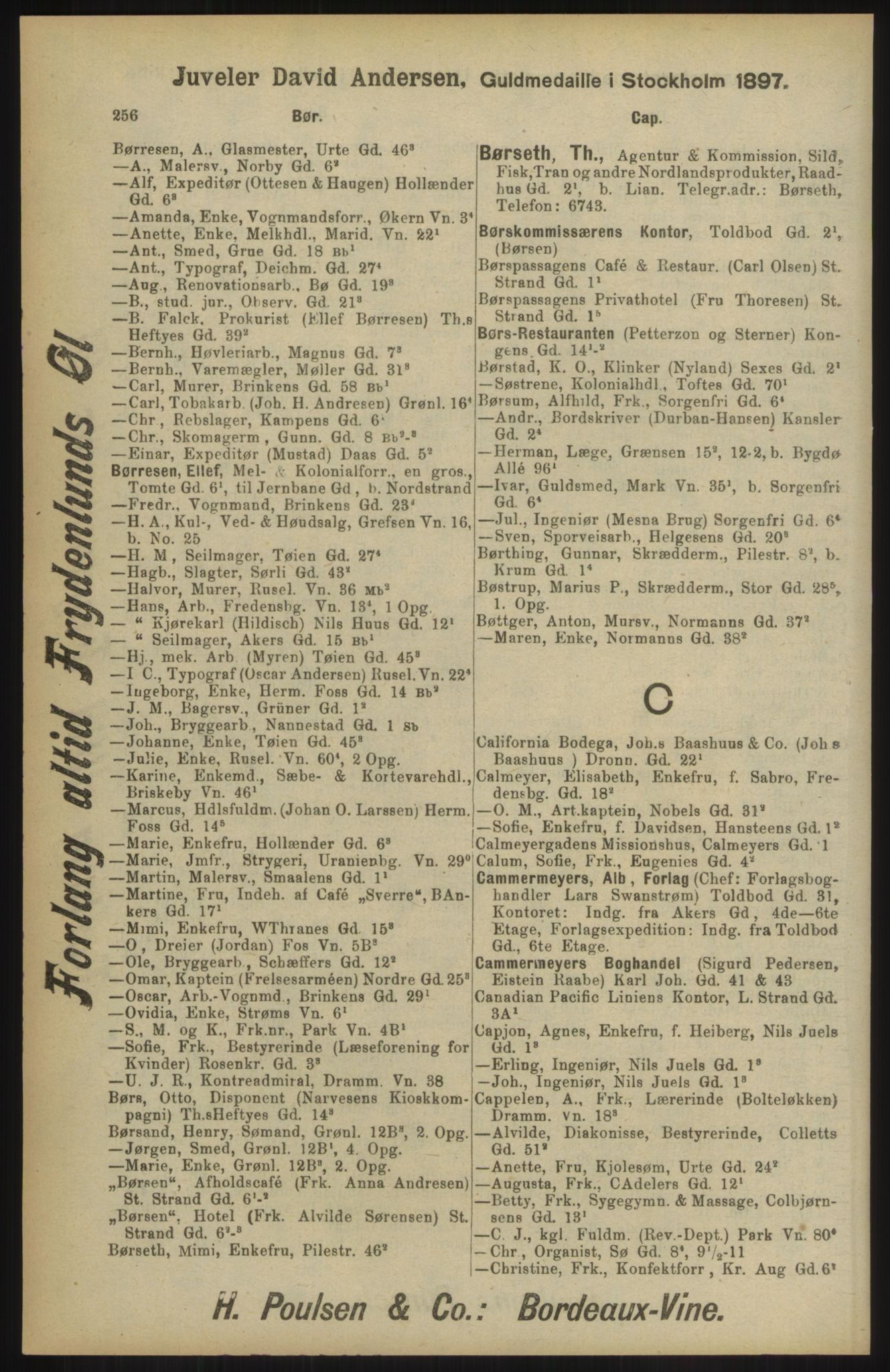 Kristiania/Oslo adressebok, PUBL/-, 1904, p. 256