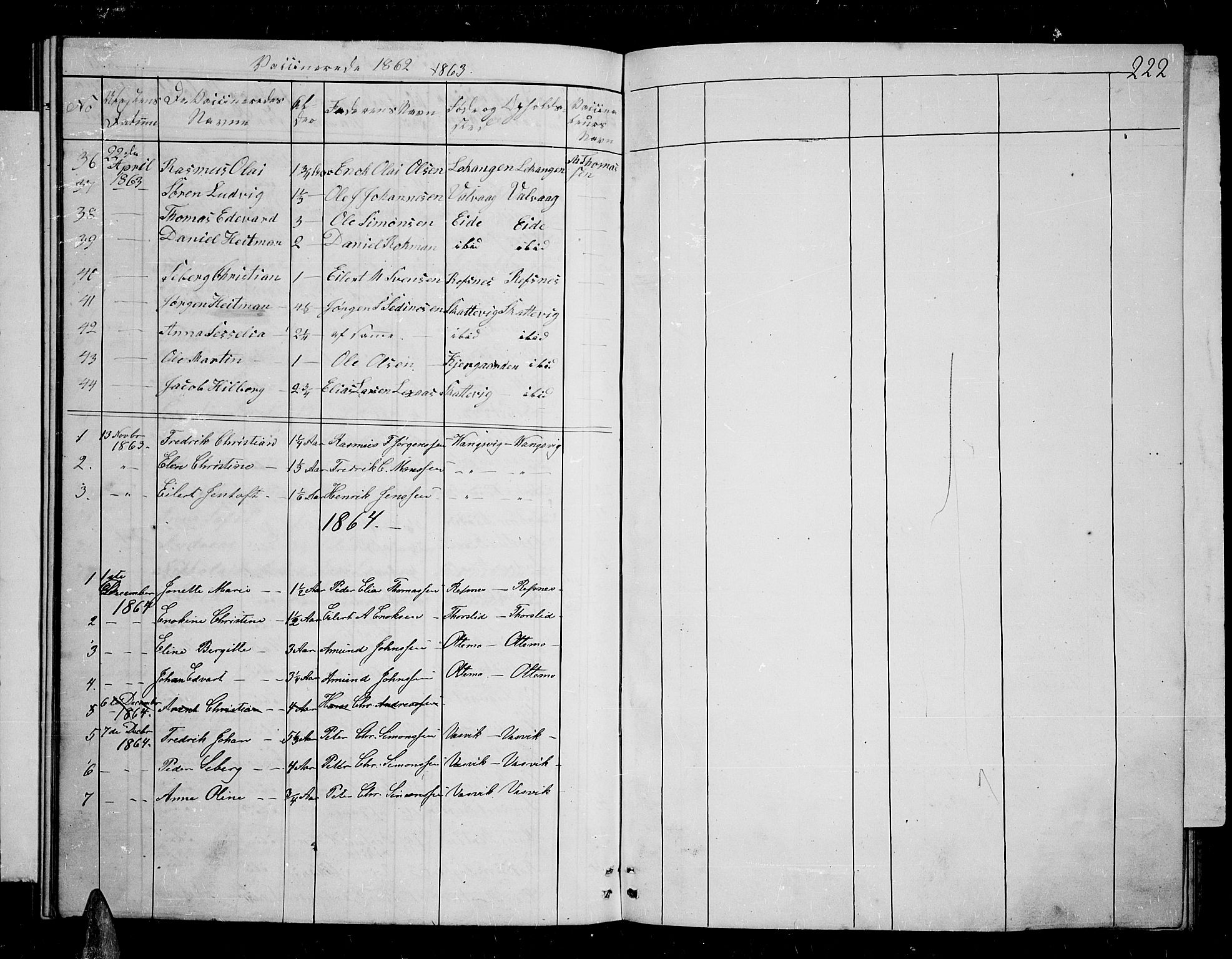 Tranøy sokneprestkontor, AV/SATØ-S-1313/I/Ia/Iab/L0003klokker: Parish register (copy) no. 3, 1861-1887, p. 222