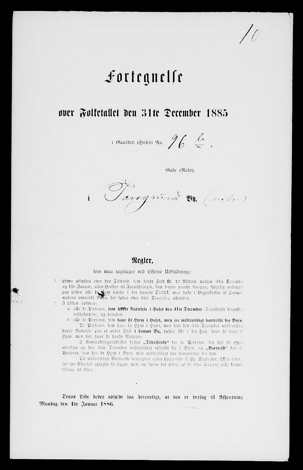 SAKO, 1885 census for 0805 Porsgrunn, 1885, p. 20