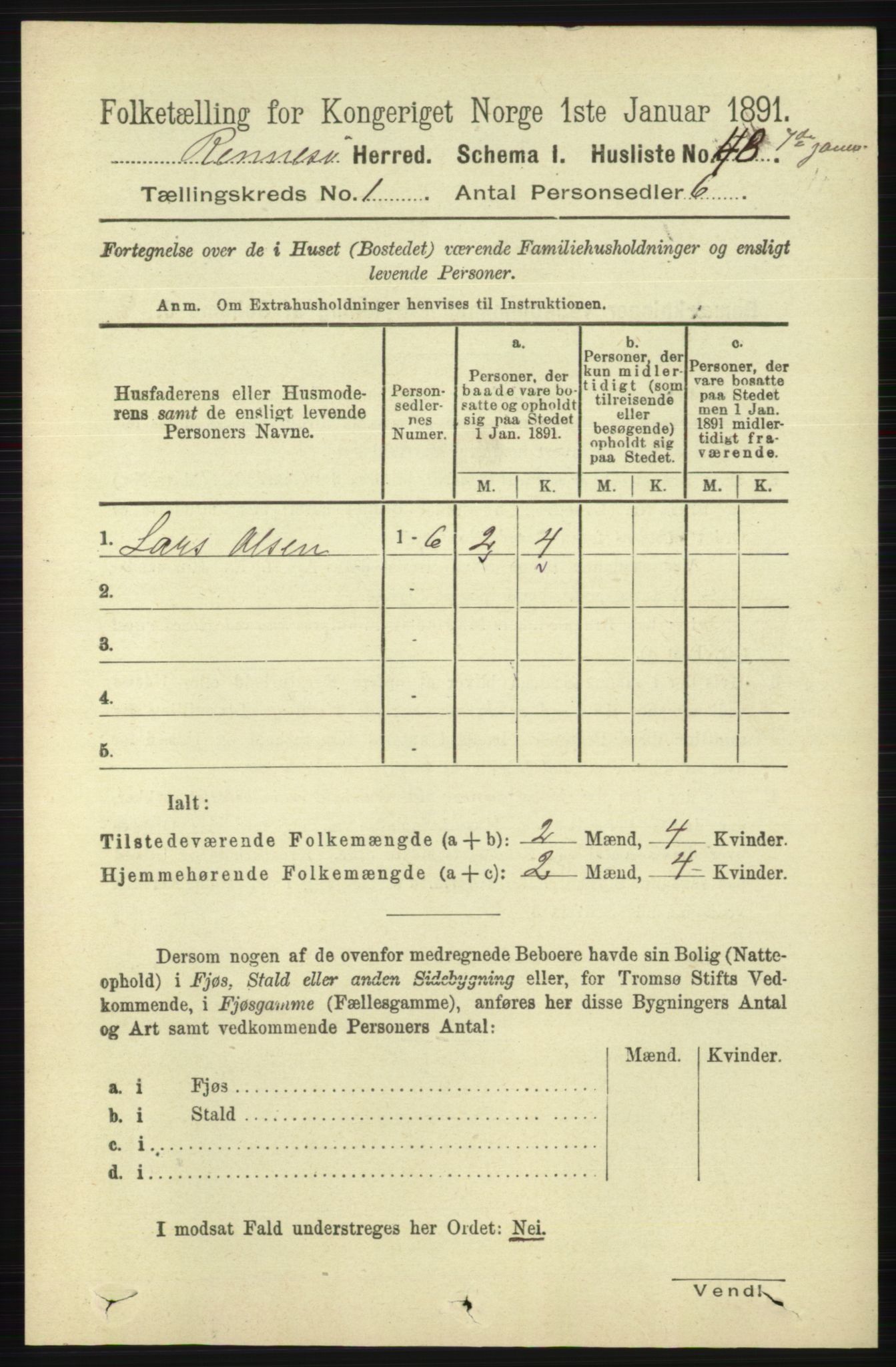 RA, 1891 census for 1142 Rennesøy, 1891, p. 59