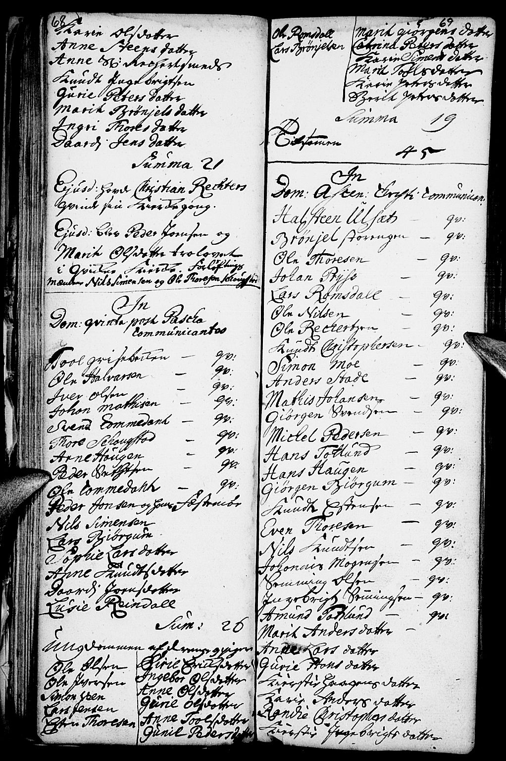 Kvikne prestekontor, SAH/PREST-064/H/Ha/Haa/L0001: Parish register (official) no. 1, 1740-1756, p. 68-69
