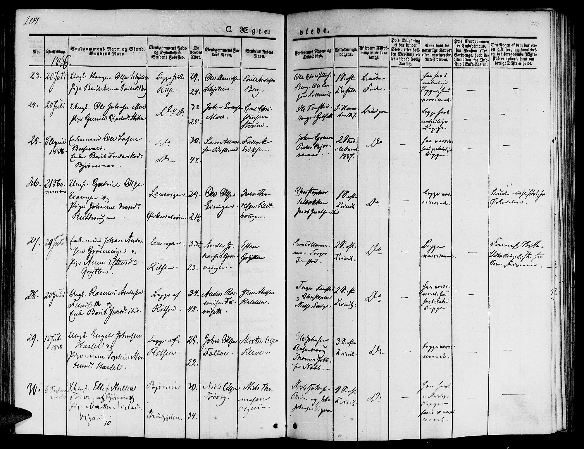 Ministerialprotokoller, klokkerbøker og fødselsregistre - Sør-Trøndelag, AV/SAT-A-1456/646/L0610: Parish register (official) no. 646A08, 1837-1847, p. 201