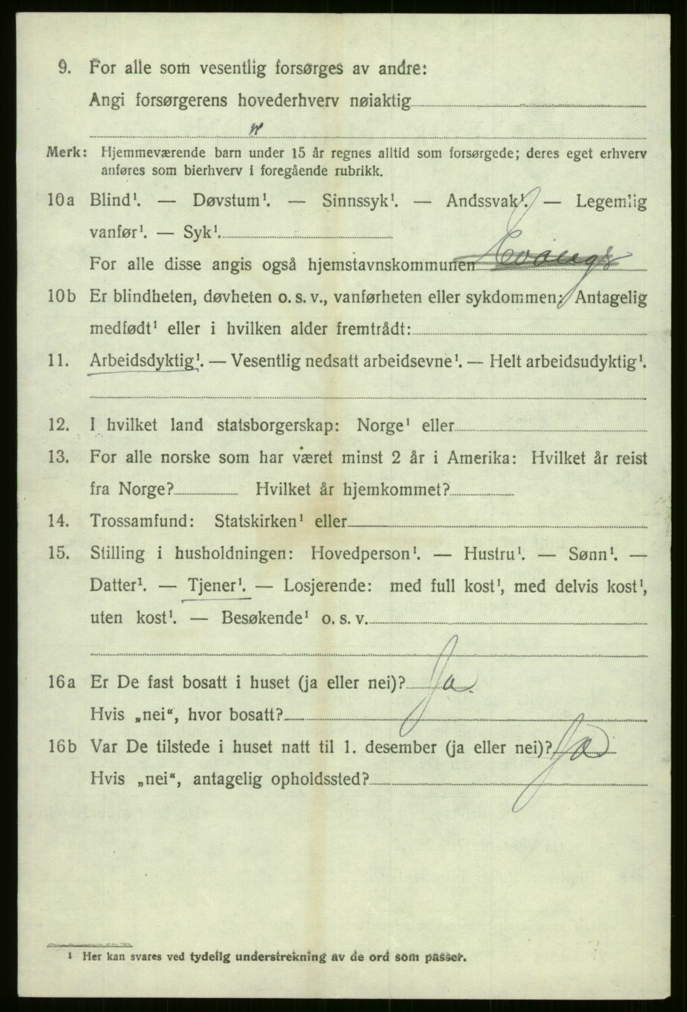 SAB, 1920 census for Evanger, 1920, p. 3348