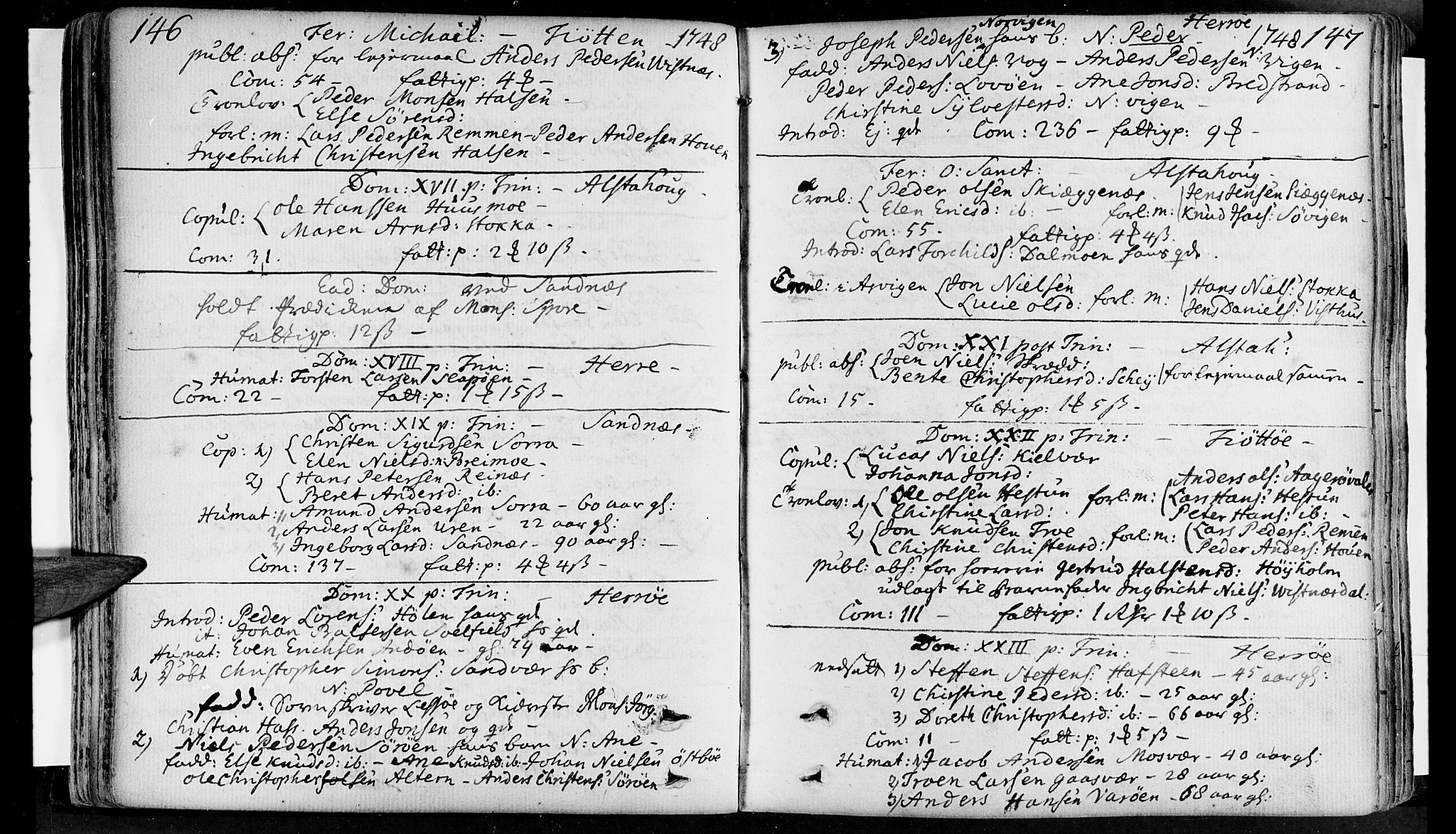 Ministerialprotokoller, klokkerbøker og fødselsregistre - Nordland, AV/SAT-A-1459/830/L0434: Parish register (official) no. 830A03, 1737-1767, p. 146-147