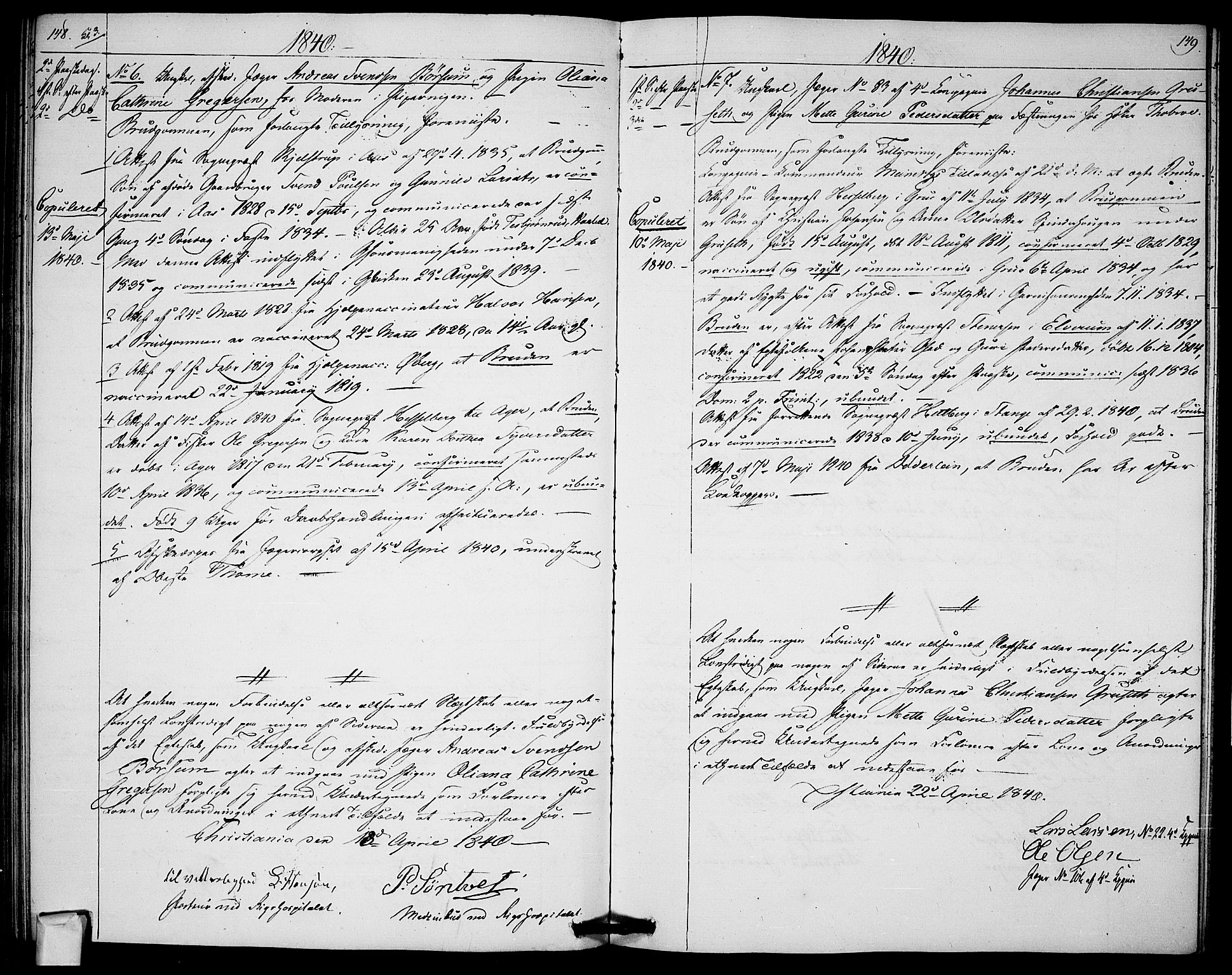 Garnisonsmenigheten Kirkebøker, AV/SAO-A-10846/H/Ha/L0003: Banns register no. I 3, 1835-1840, p. 148-149