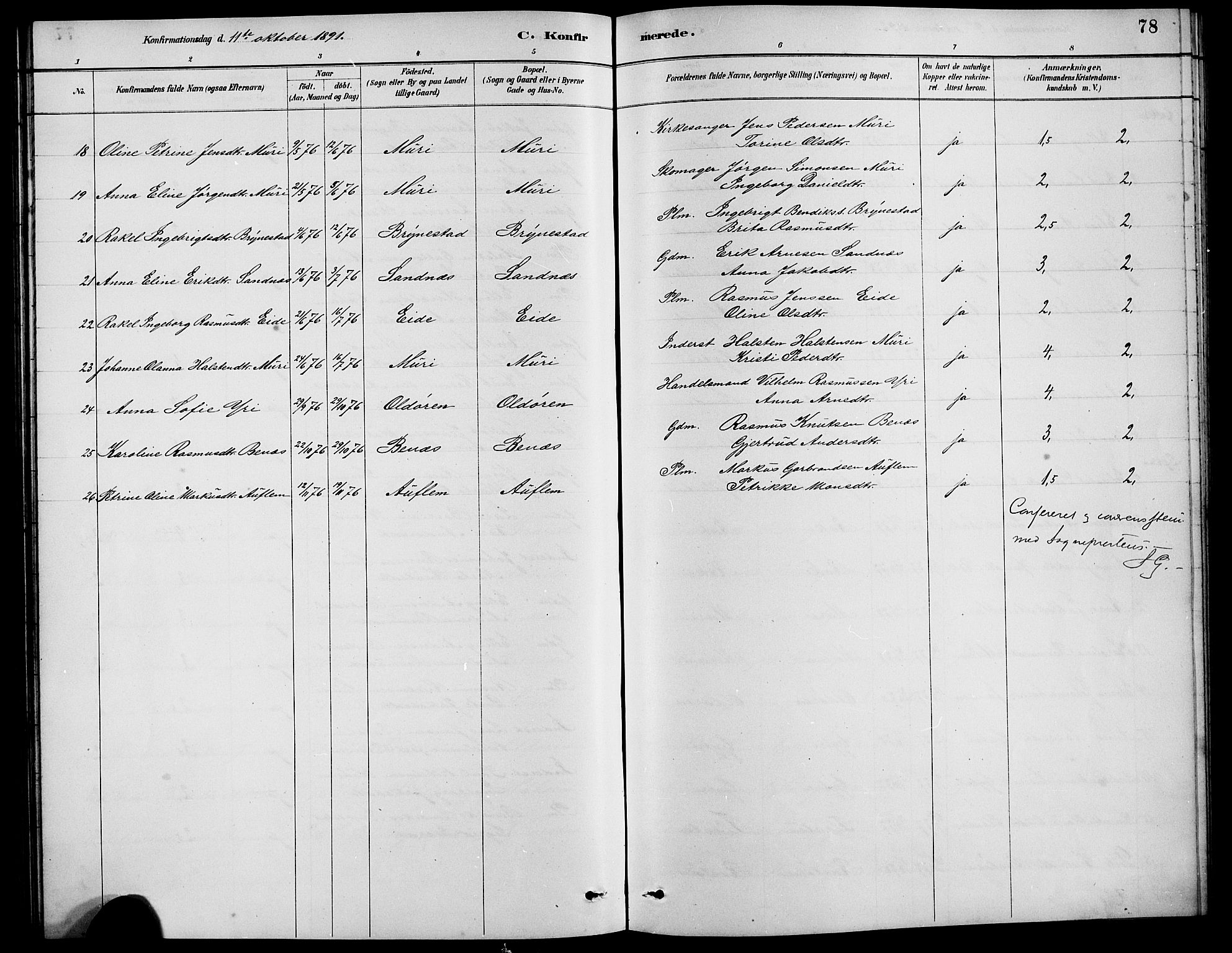 Innvik sokneprestembete, SAB/A-80501: Parish register (copy) no. B 3, 1886-1897, p. 78