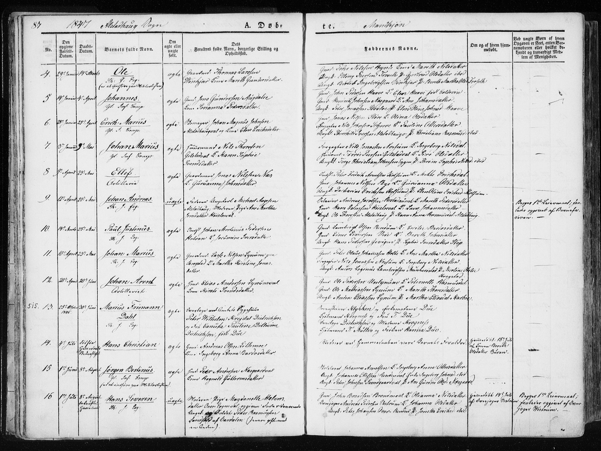 Ministerialprotokoller, klokkerbøker og fødselsregistre - Nord-Trøndelag, AV/SAT-A-1458/717/L0154: Parish register (official) no. 717A06 /1, 1836-1849, p. 87