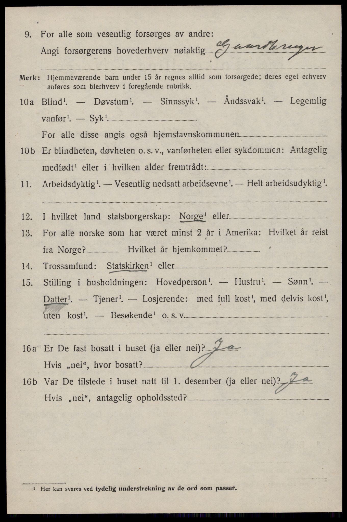 SAST, 1920 census for Skjold, 1920, p. 4383