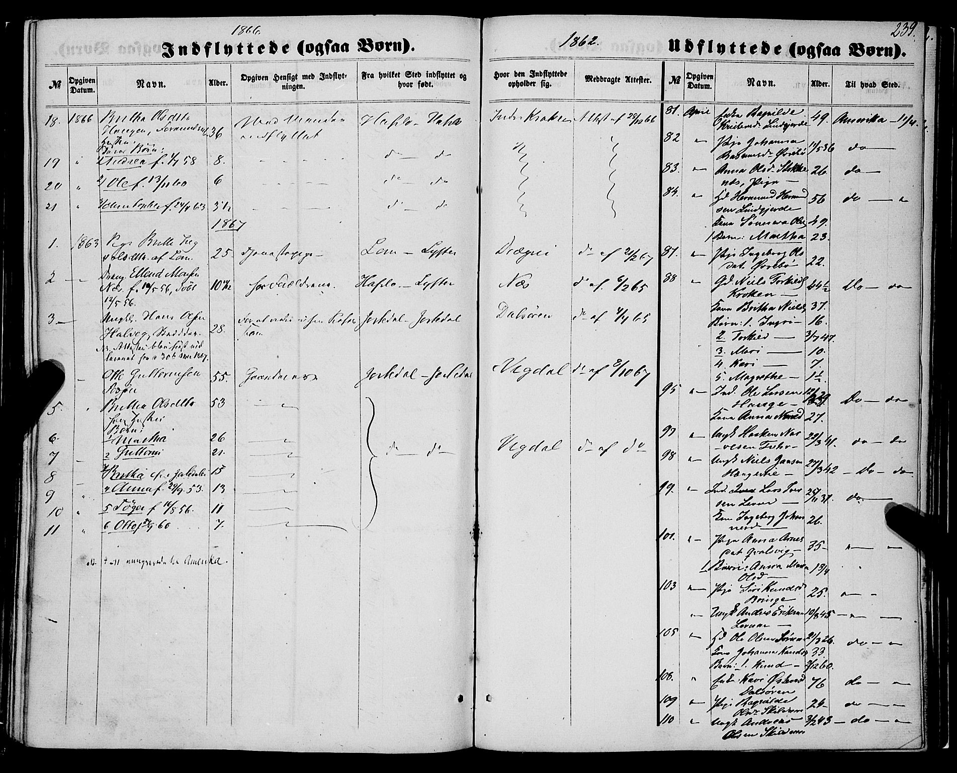Luster sokneprestembete, SAB/A-81101/H/Haa/Haaa/L0008: Parish register (official) no. A 8, 1860-1870, p. 239