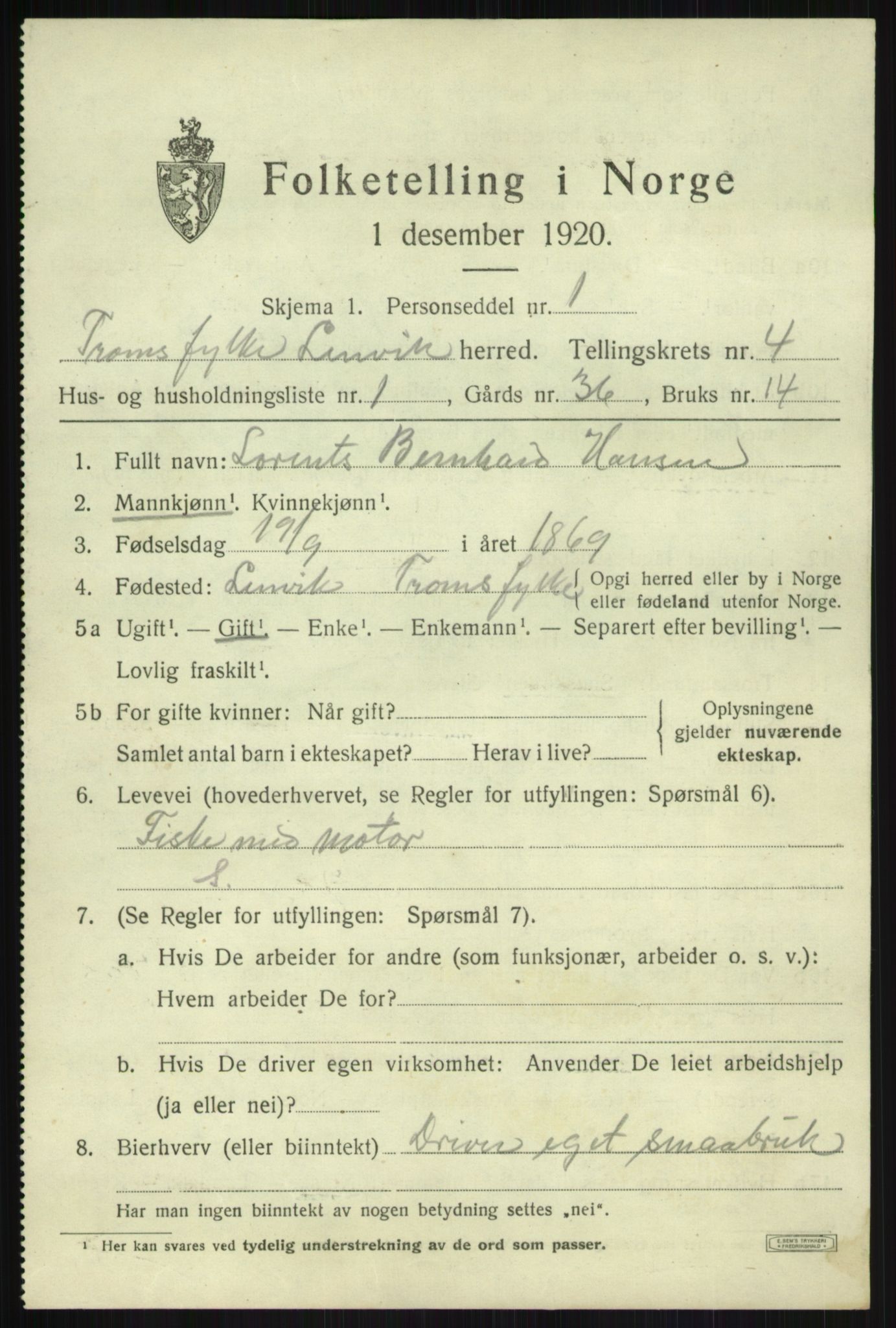 SATØ, 1920 census for Lenvik, 1920, p. 5646