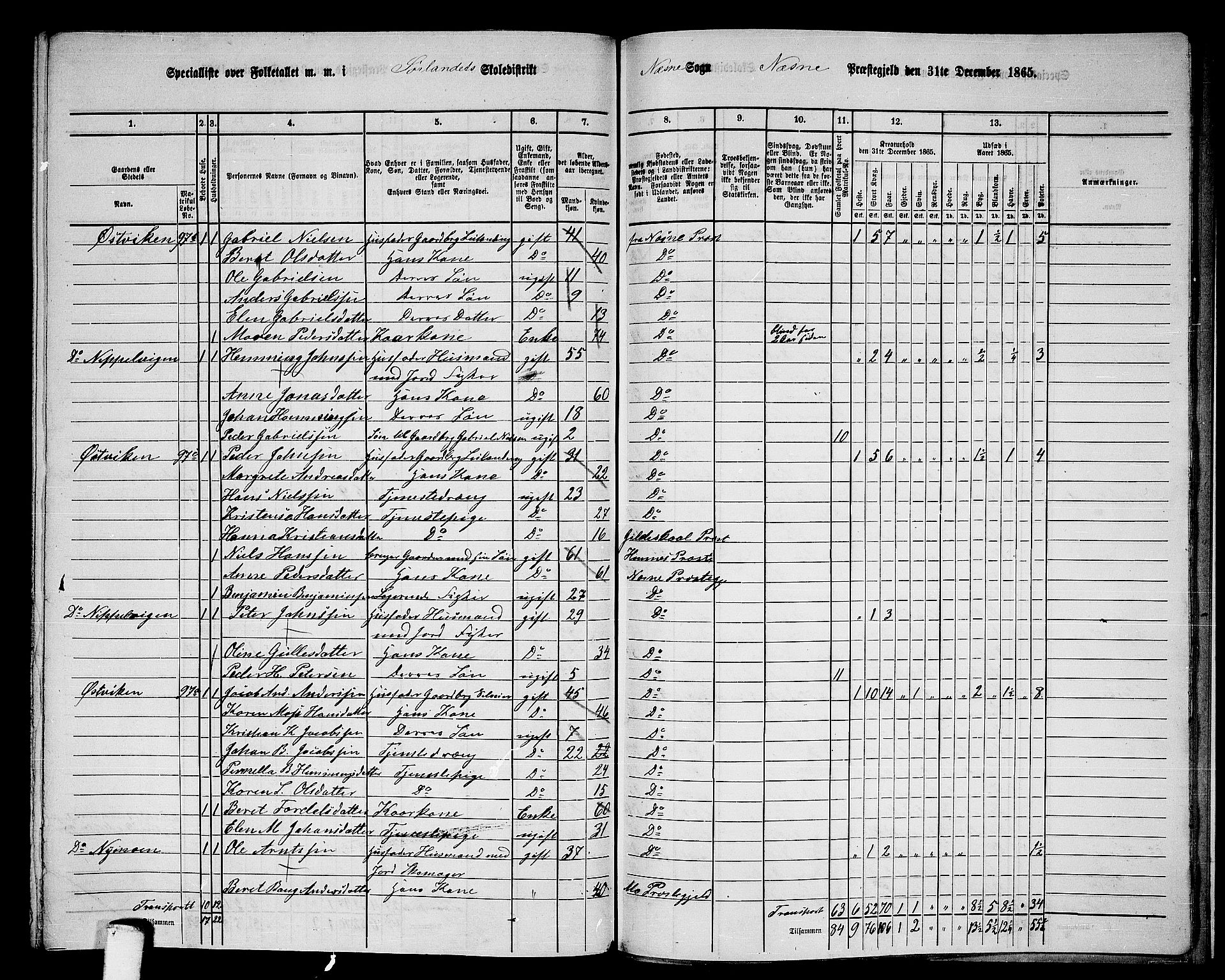 RA, 1865 census for Nesna, 1865, p. 164