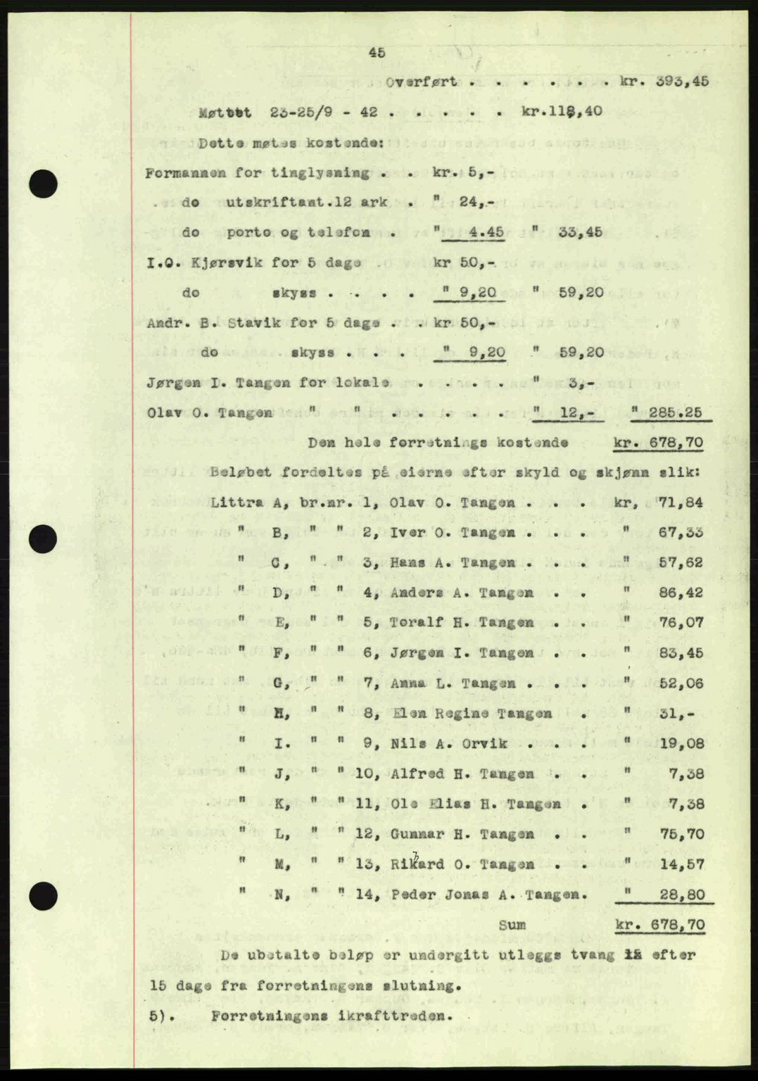 Romsdal sorenskriveri, AV/SAT-A-4149/1/2/2C: Mortgage book no. A13, 1942-1943, Diary no: : 26/1943