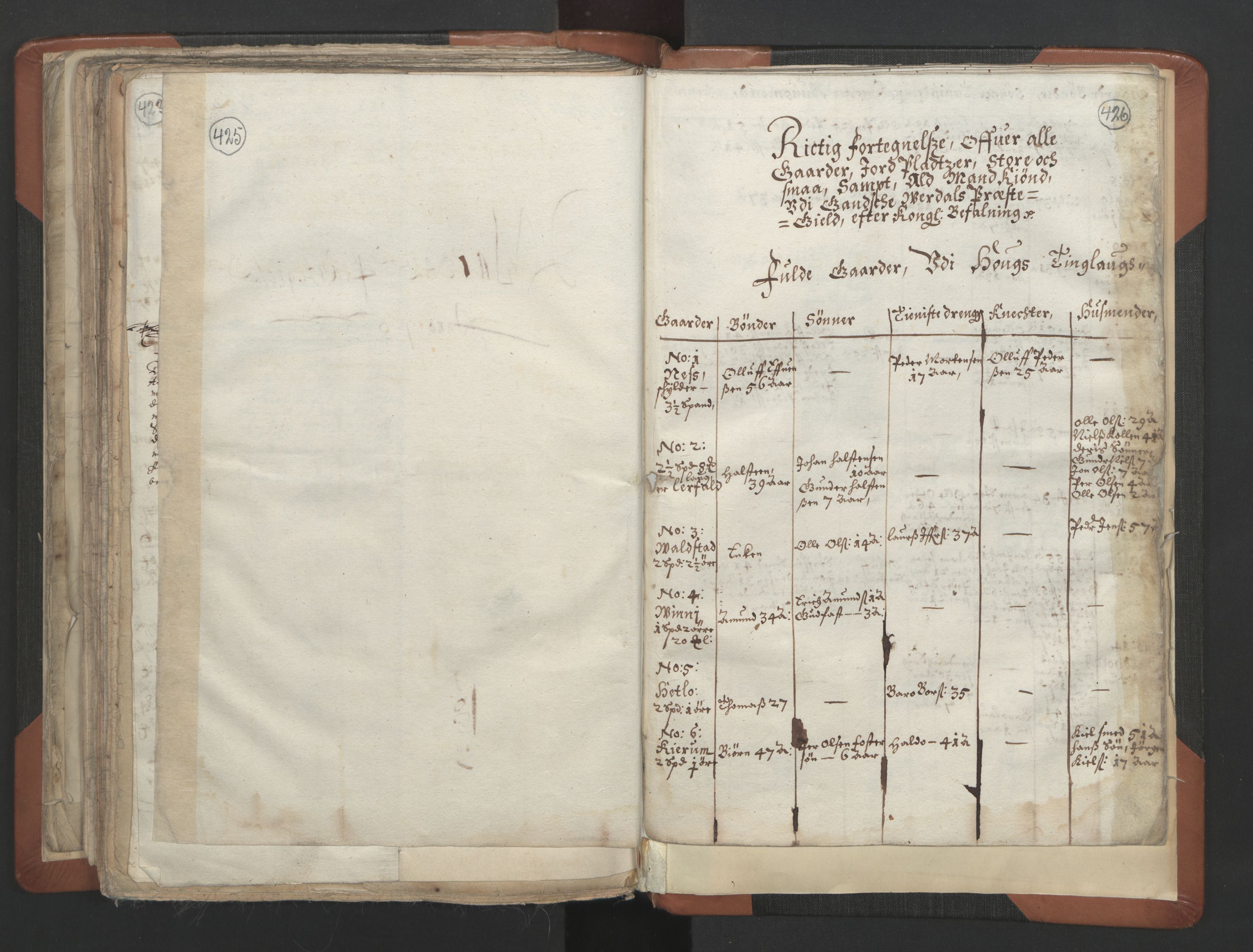 RA, Vicar's Census 1664-1666, no. 32: Innherad deanery, 1664-1666, p. 425-426
