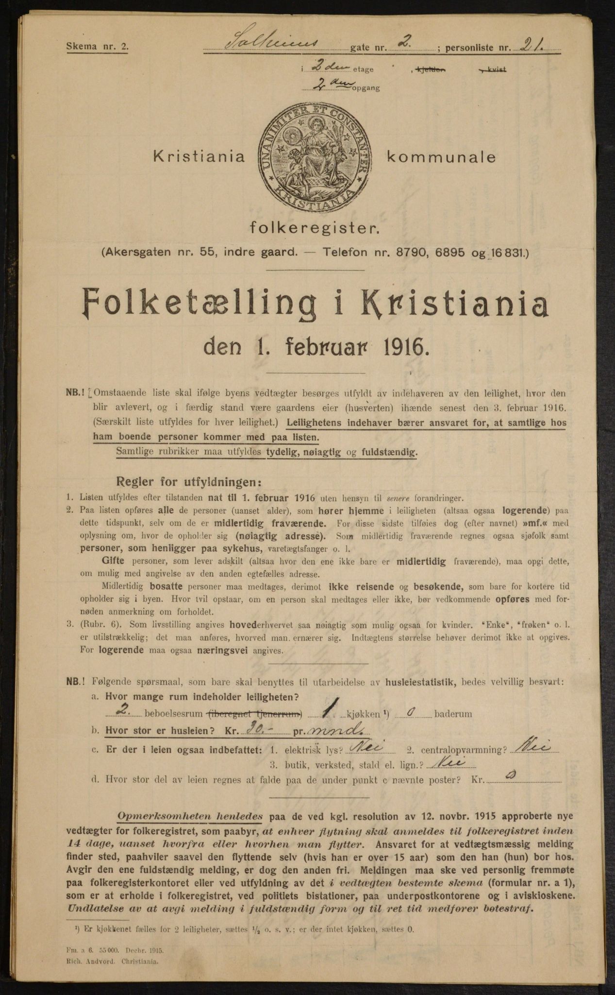 OBA, Municipal Census 1916 for Kristiania, 1916, p. 102031