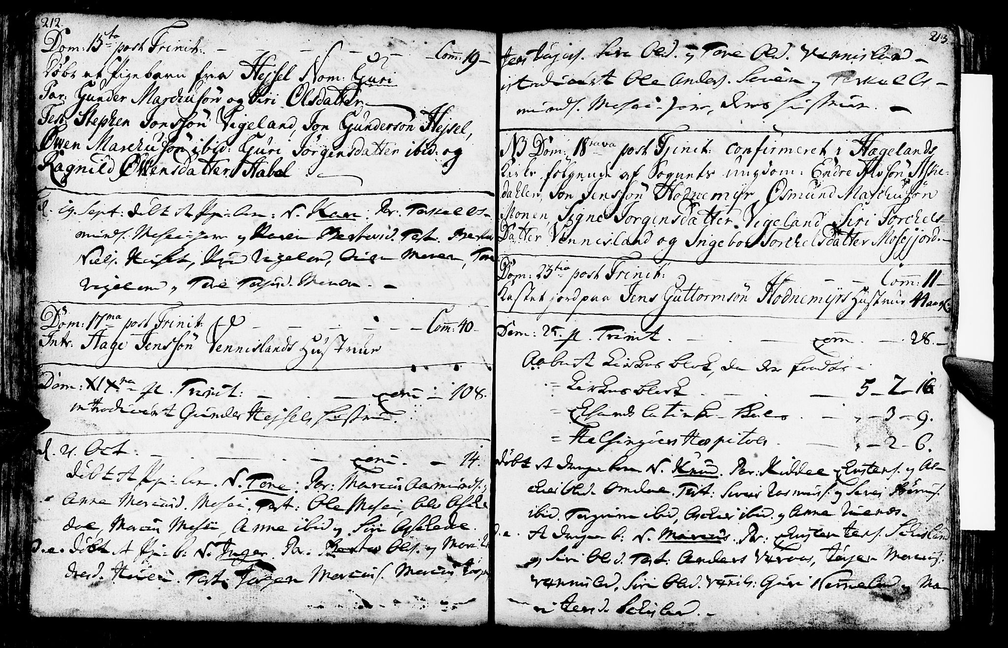 Vennesla sokneprestkontor, AV/SAK-1111-0045/Fa/Fab/L0001: Parish register (official) no. A 1, 1741-1794, p. 212-213