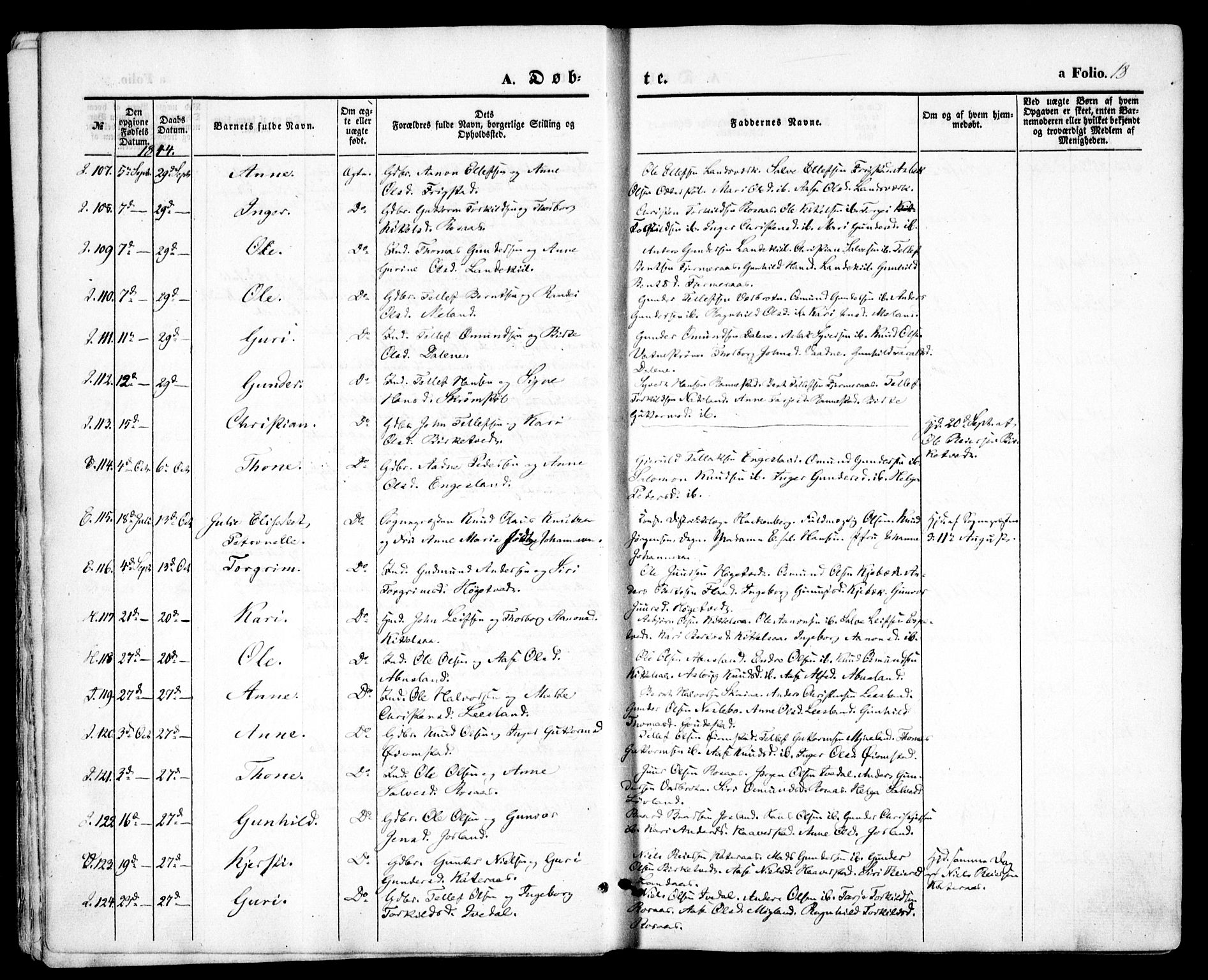 Evje sokneprestkontor, SAK/1111-0008/F/Fa/Faa/L0005: Parish register (official) no. A 5, 1843-1865, p. 18