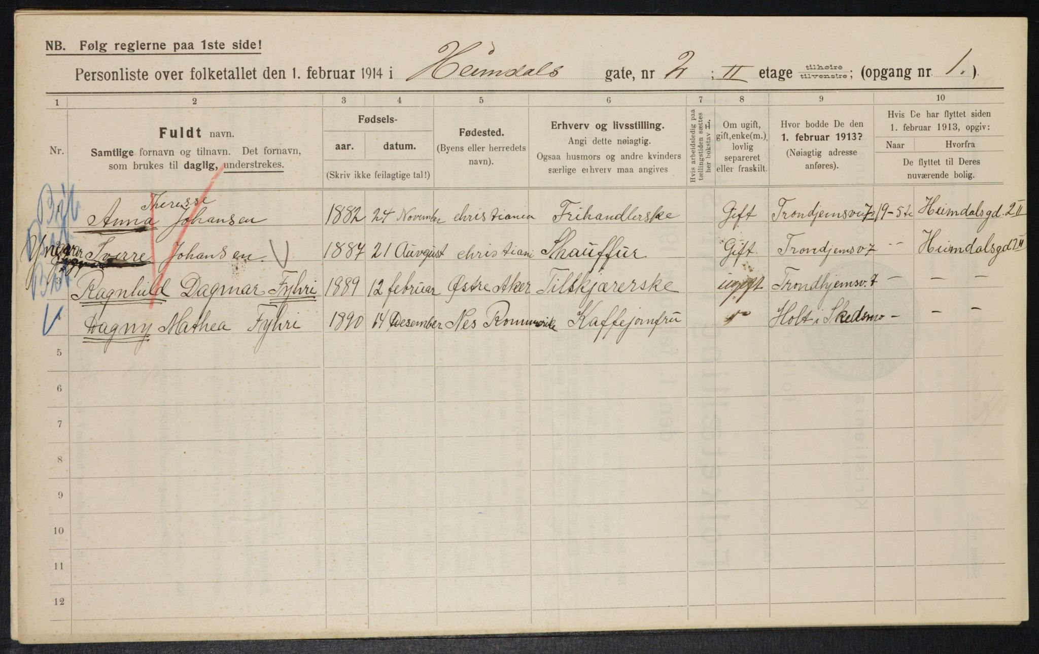 OBA, Municipal Census 1914 for Kristiania, 1914, p. 36642