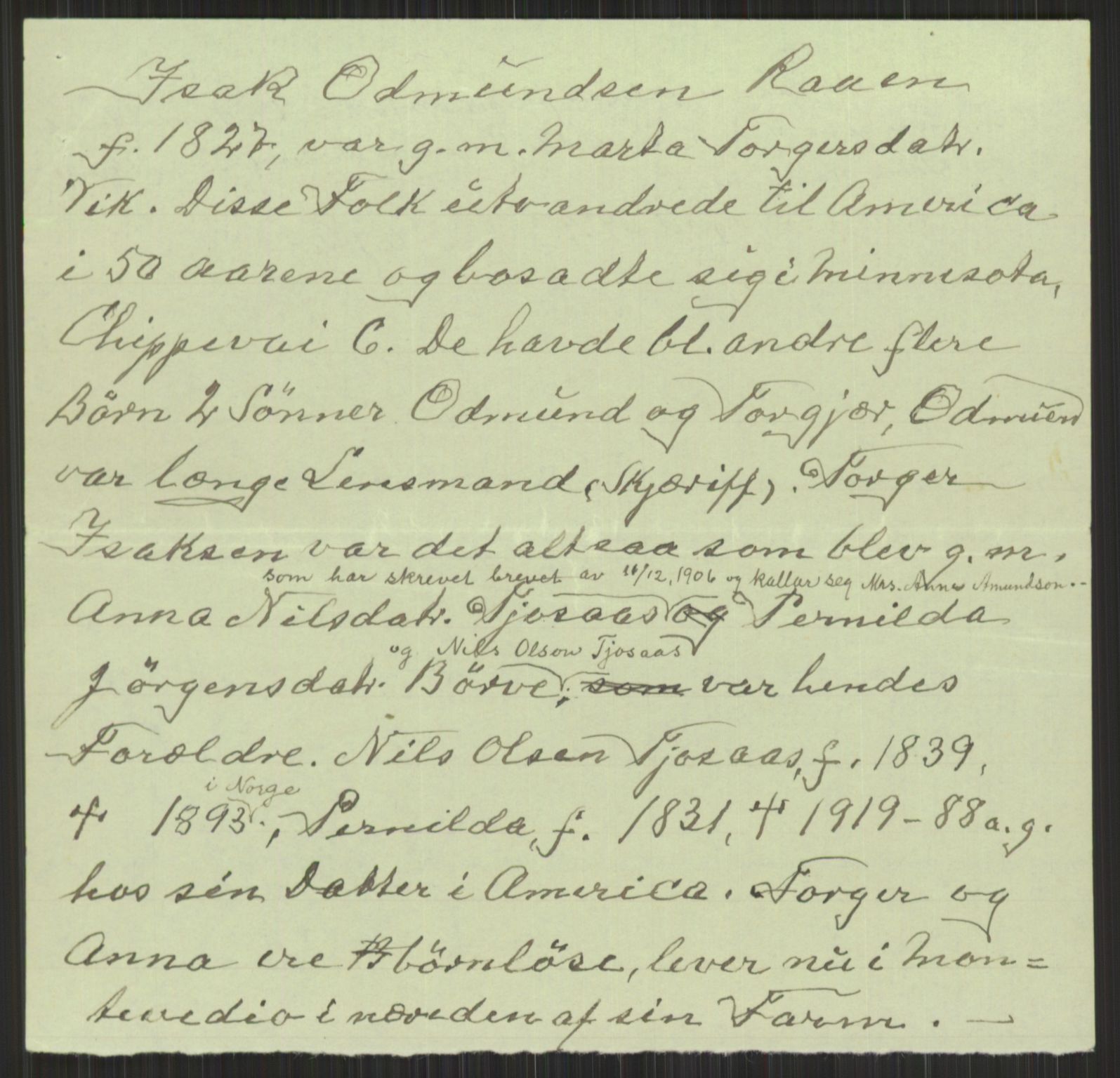 Samlinger til kildeutgivelse, Amerikabrevene, AV/RA-EA-4057/F/L0032: Innlån fra Hordaland: Nesheim - Øverland, 1838-1914, p. 969