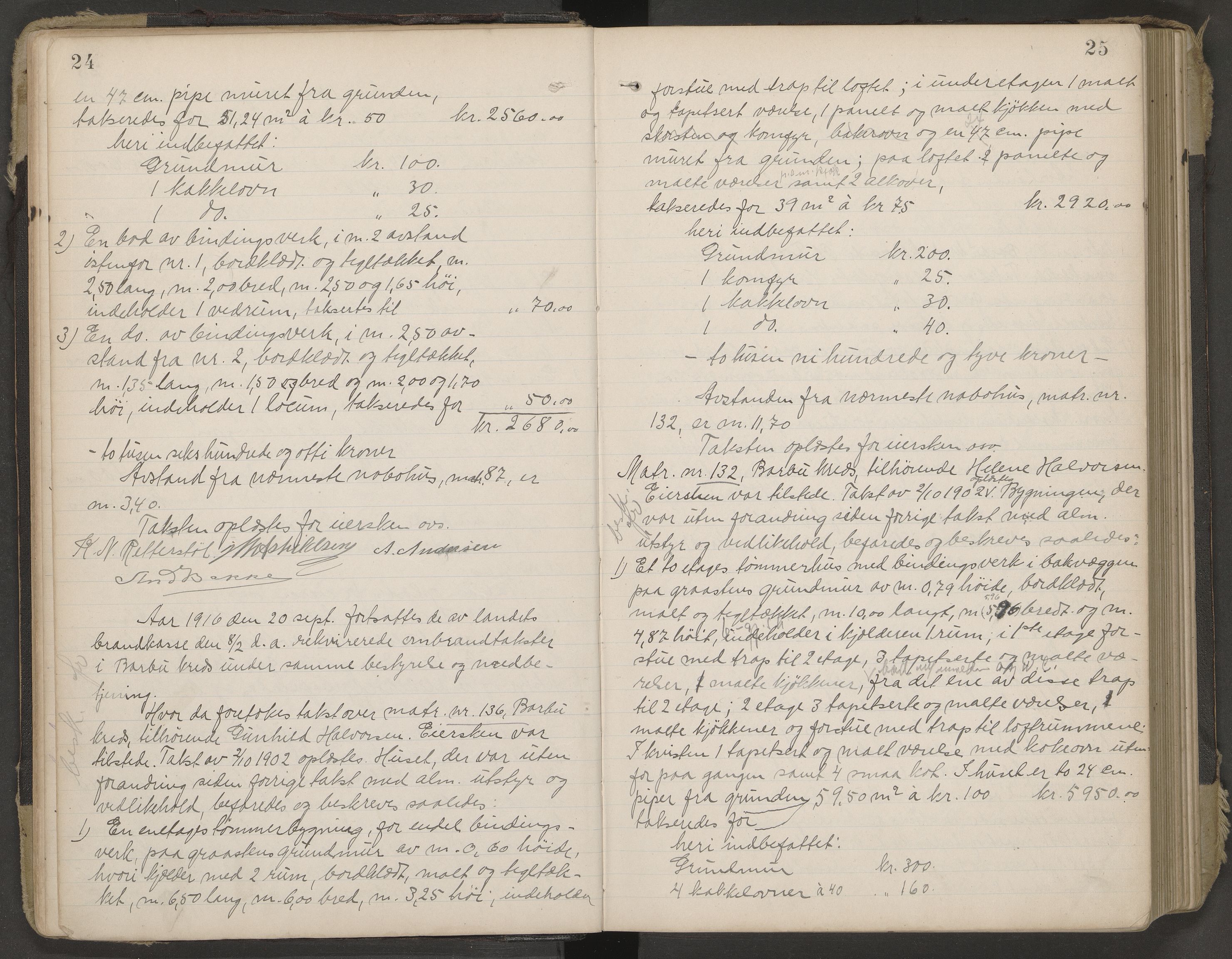 Norges Brannkasse Arendal, AV/SAK-2241-0002/F/Fa/L0029: Branntakstprotokoll nr. 27 med matrikkelnummerregister, 1916-1918