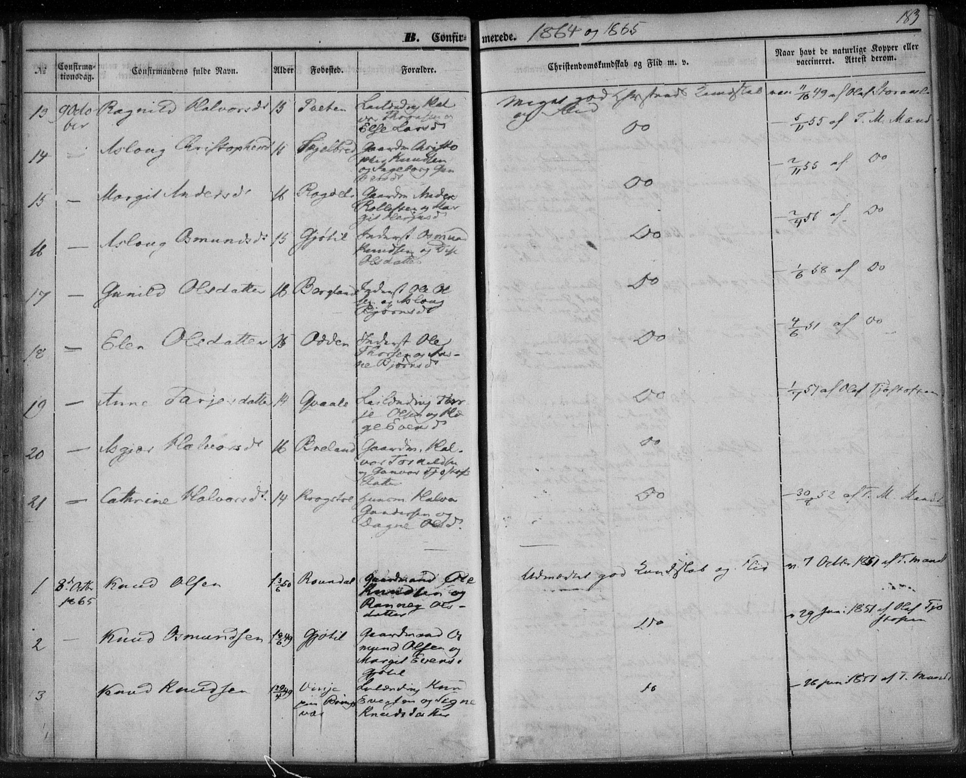 Lårdal kirkebøker, SAKO/A-284/F/Fa/L0006: Parish register (official) no. I 6, 1861-1886, p. 183