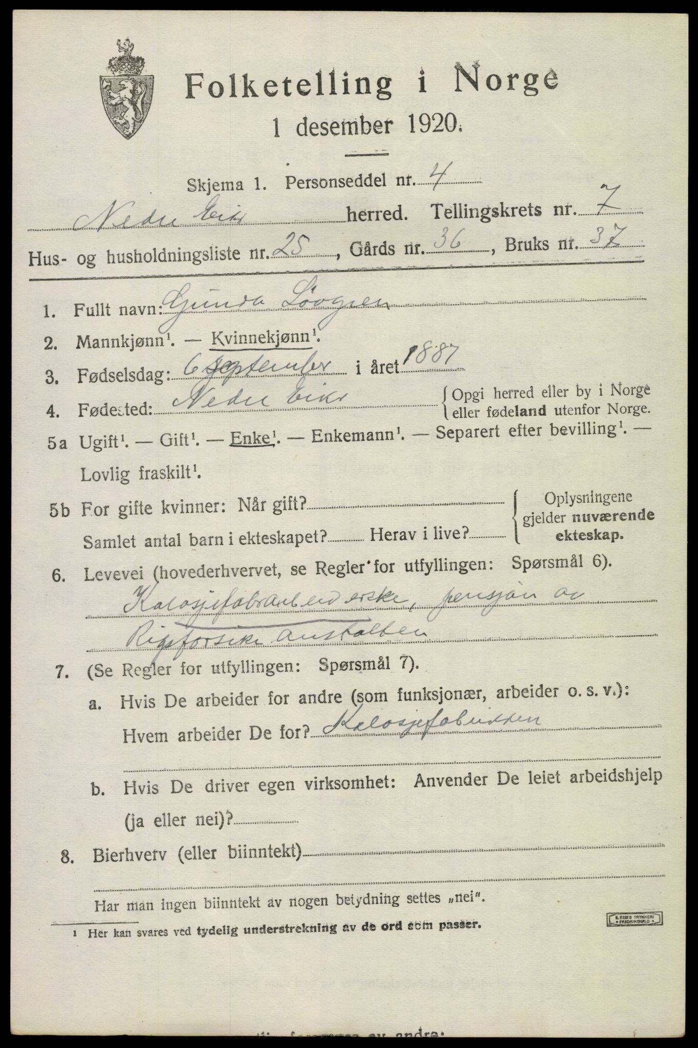 SAKO, 1920 census for Nedre Eiker, 1920, p. 7765