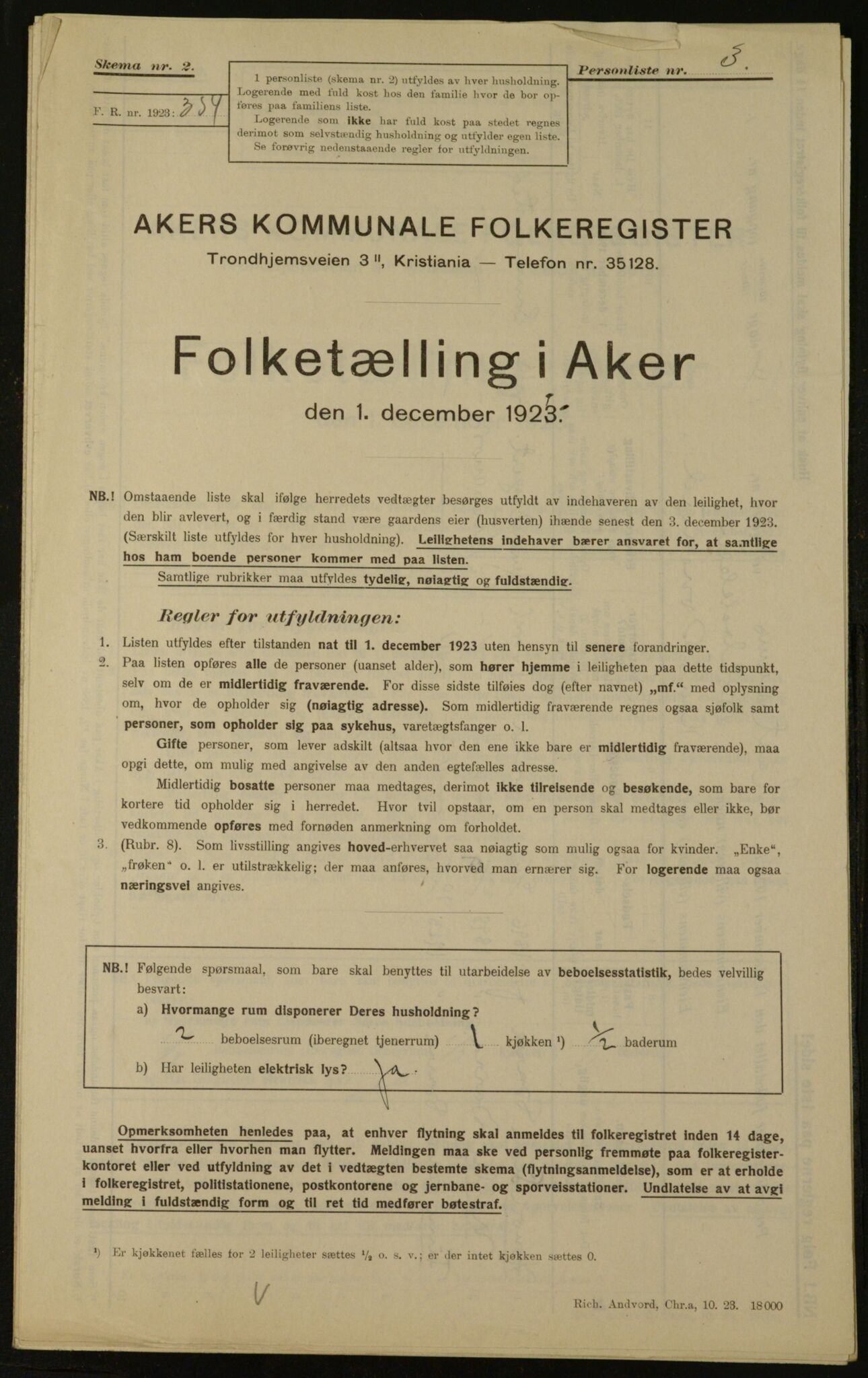 , Municipal Census 1923 for Aker, 1923, p. 2247